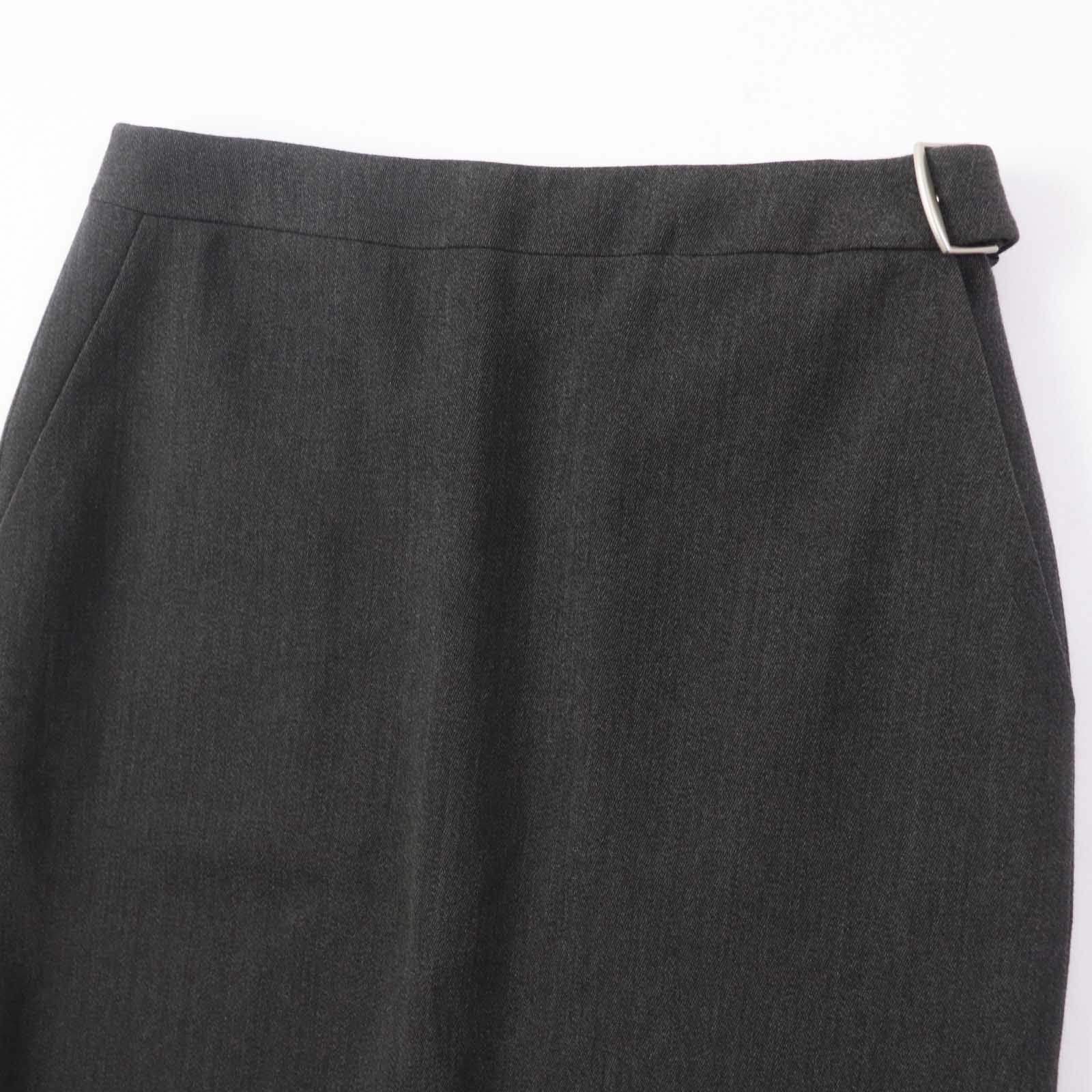 HERMES Wool Silk Tight Skirt Dark Gray 36