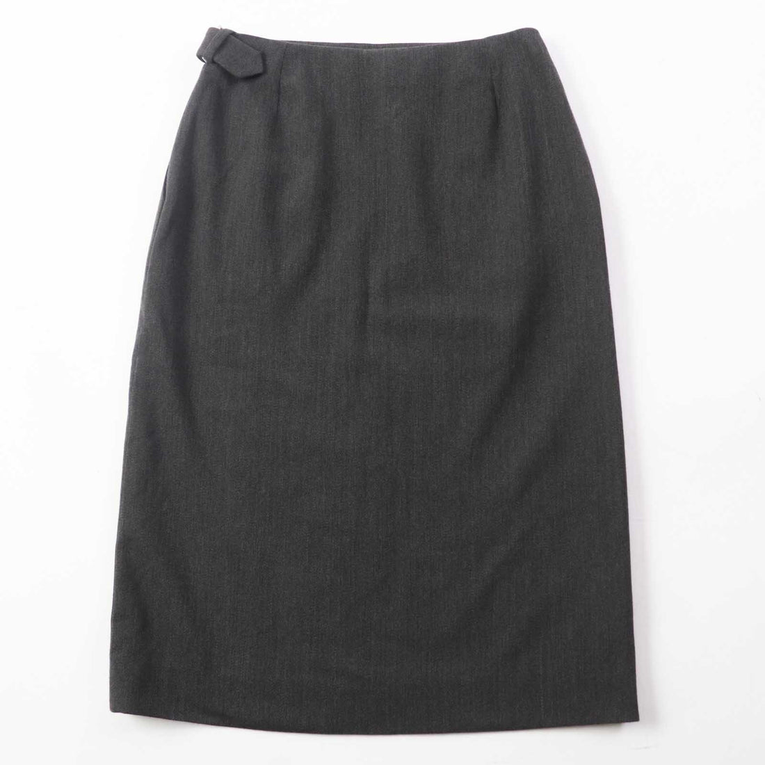 HERMES Wool Silk Tight Skirt Dark Gray 36