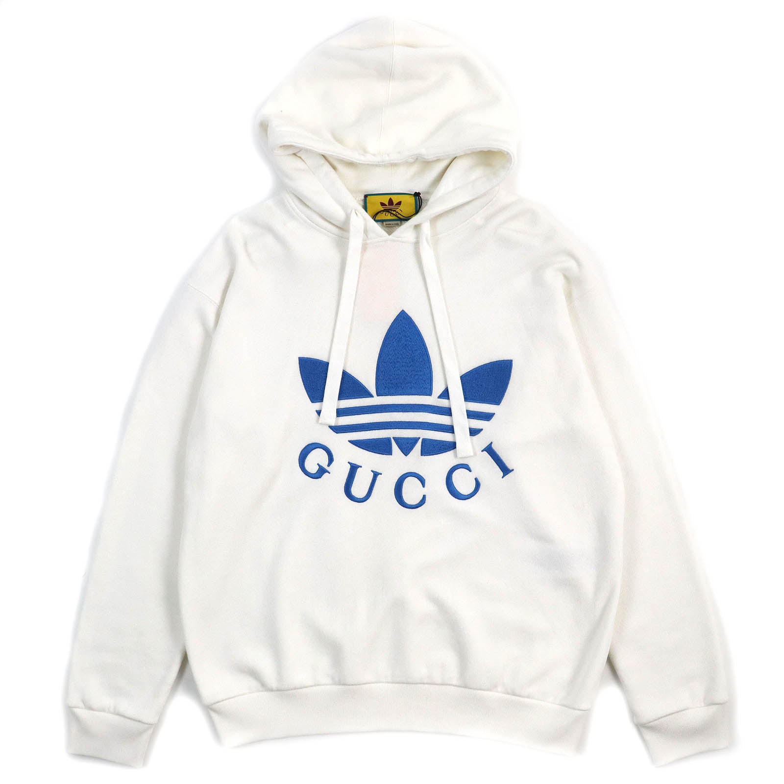 GUCCI adidas Cotton Hoodie Pullover White Blue M