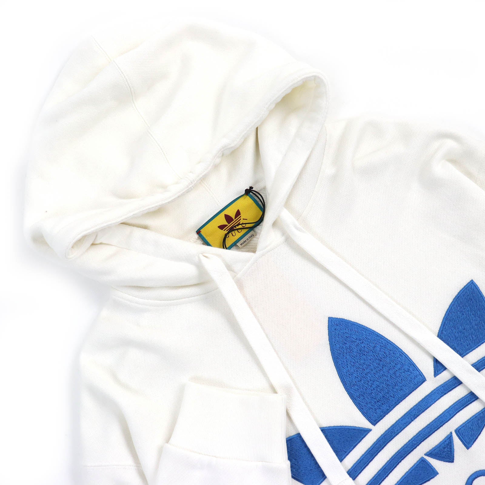 GUCCI adidas Cotton Hoodie Pullover White Blue M