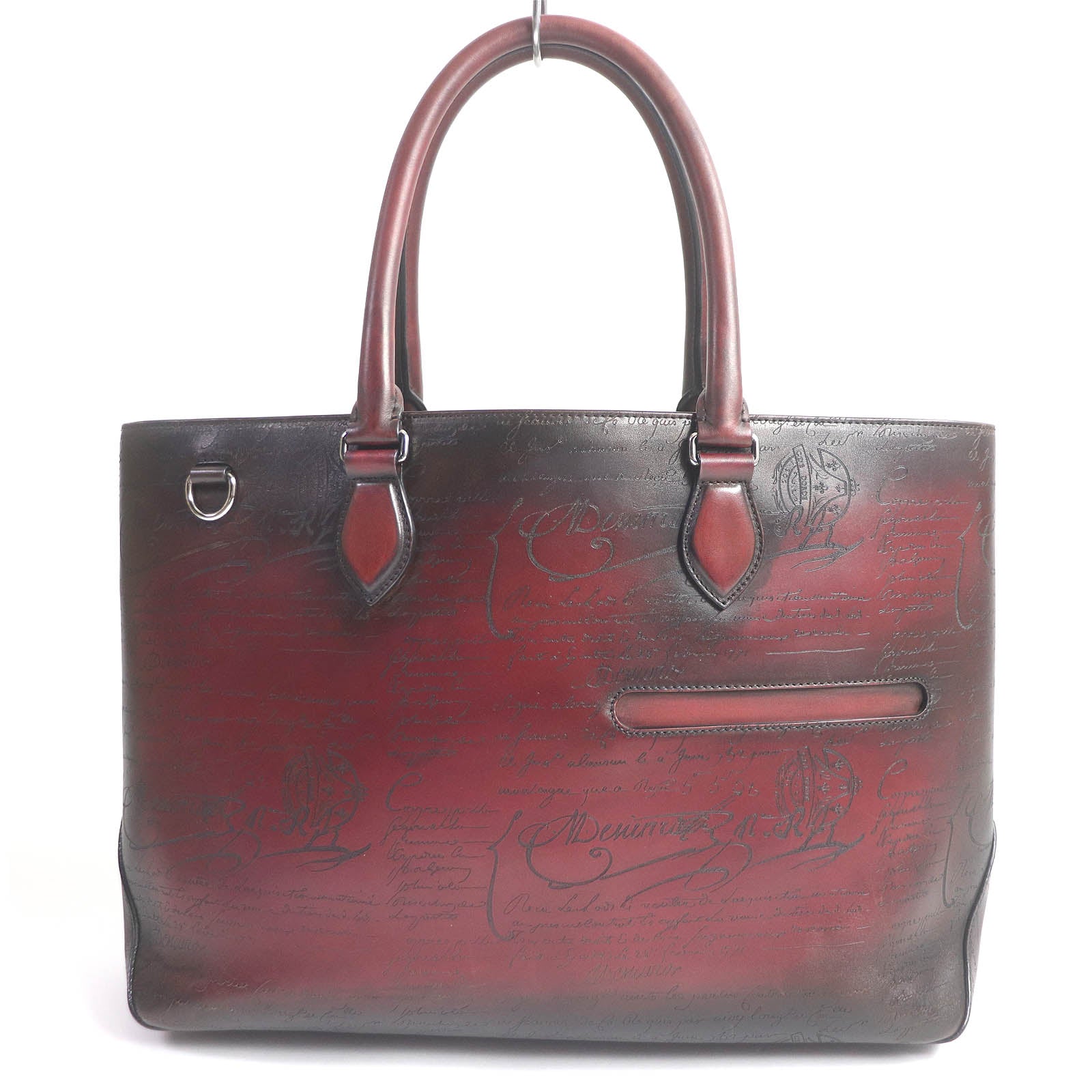 Berluti Leather Tote Bag Calligraphy Script