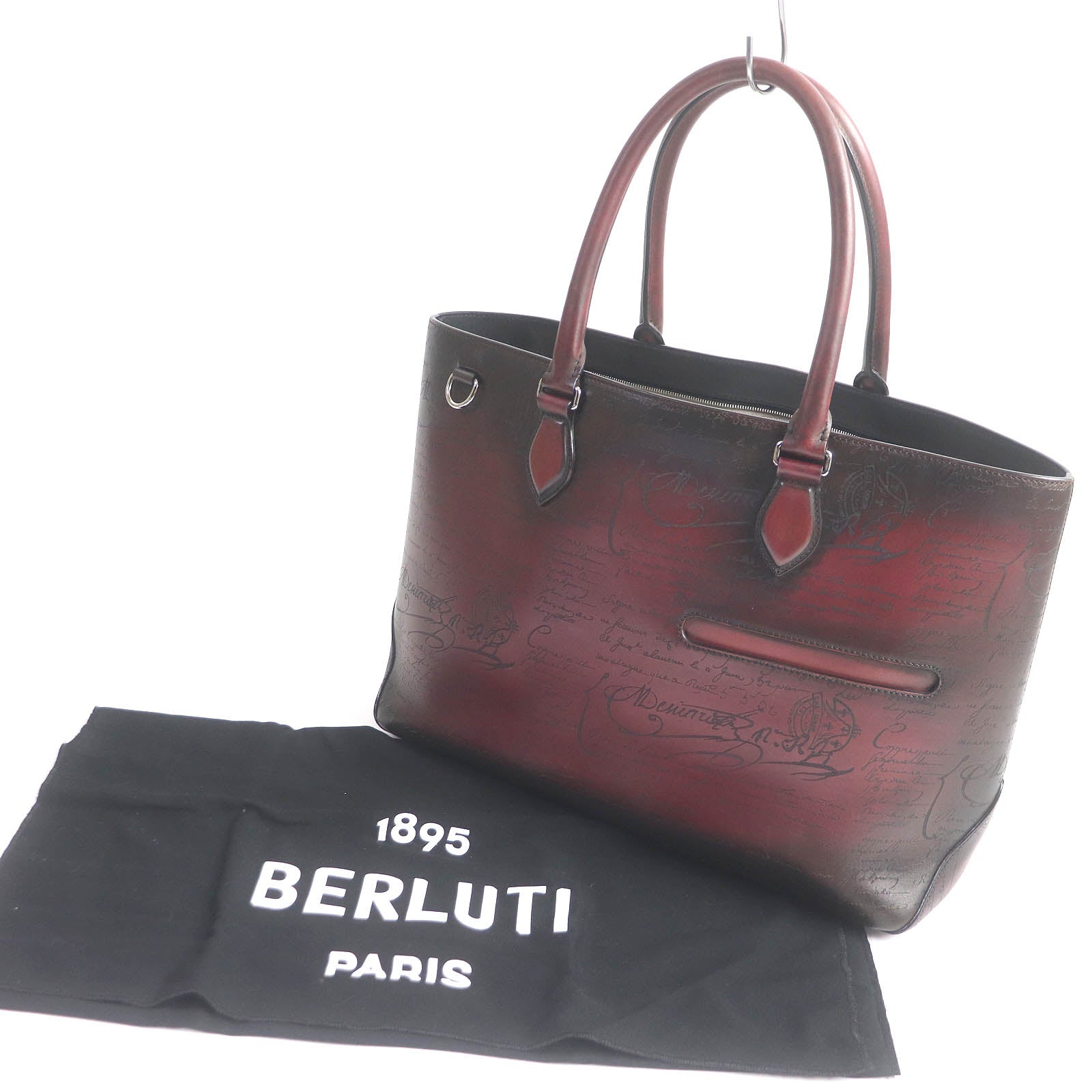 Berluti Leather Tote Bag Calligraphy Script