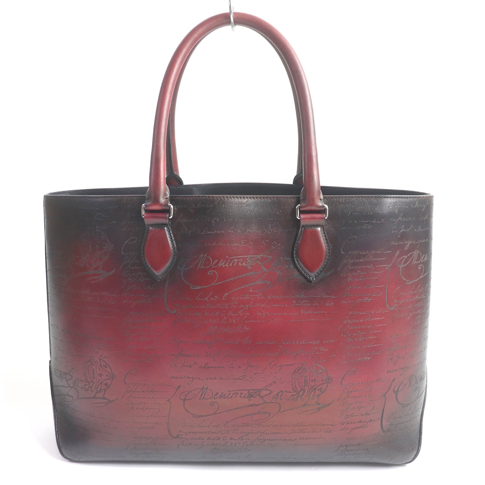 Berluti Leather Tote Bag Calligraphy Script