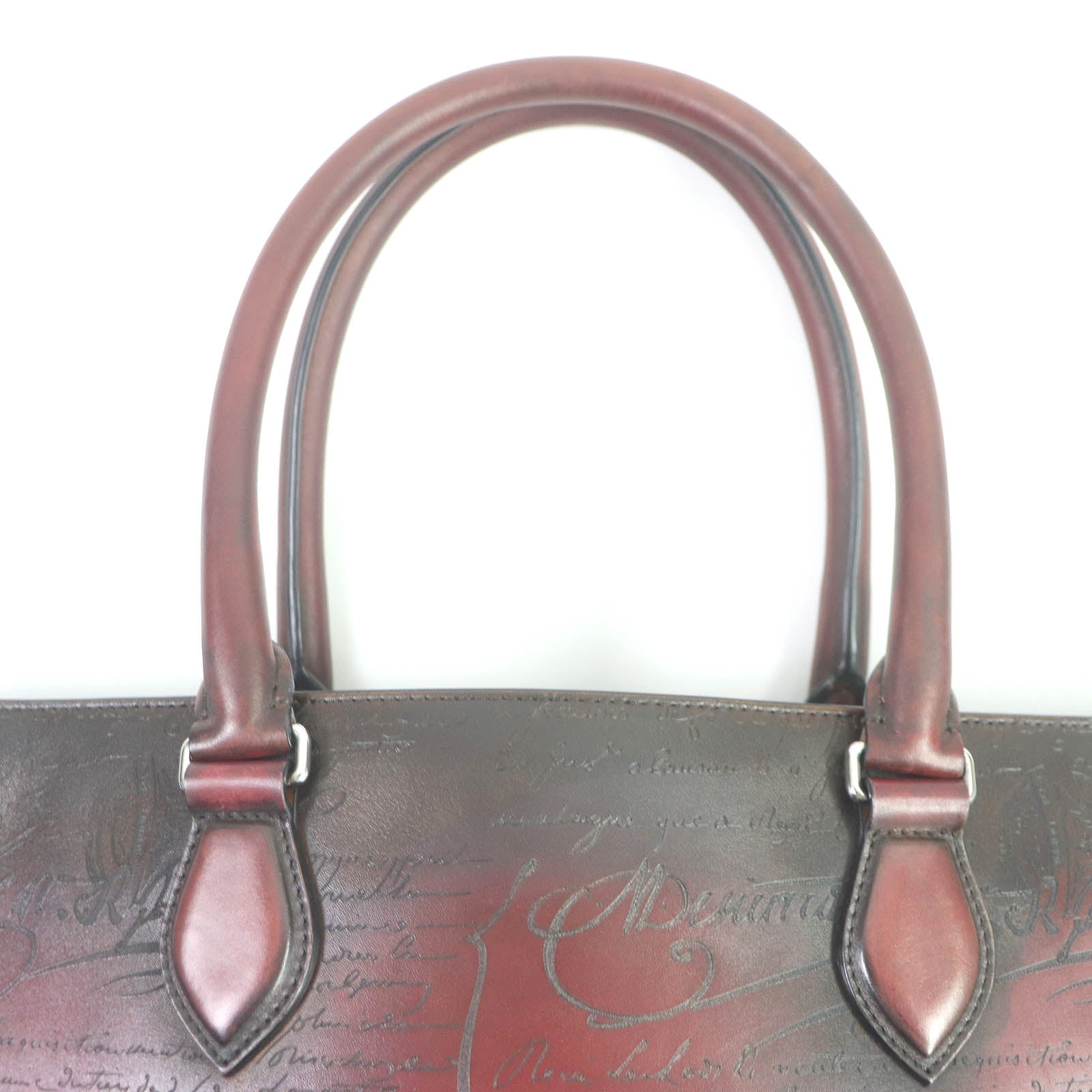 Berluti Leather Tote Bag Calligraphy Script