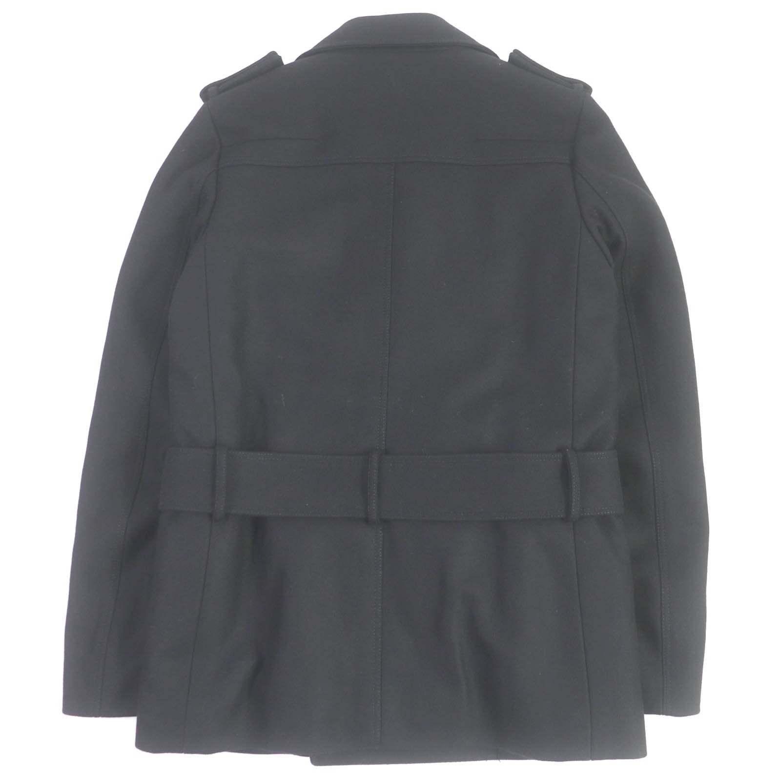 Dior Wool Nylon Belted Padded Pea Coat Black 44