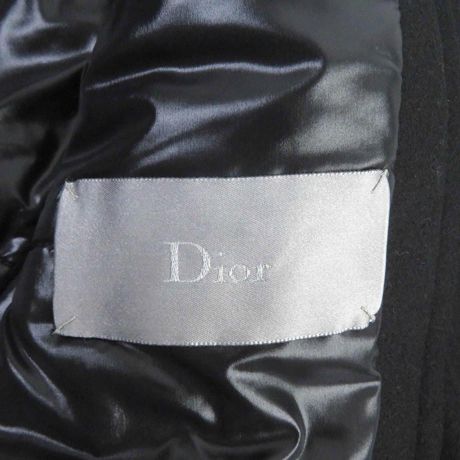 Dior Wool Nylon Belted Padded Pea Coat Black 44