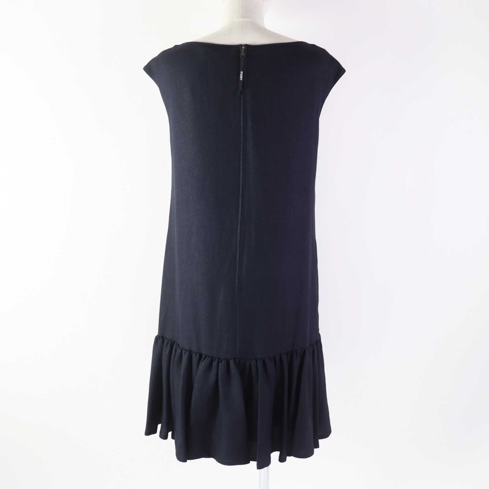 FOXEY NEW YORK Linen Ruffled Hem Sleeveless Dress 38