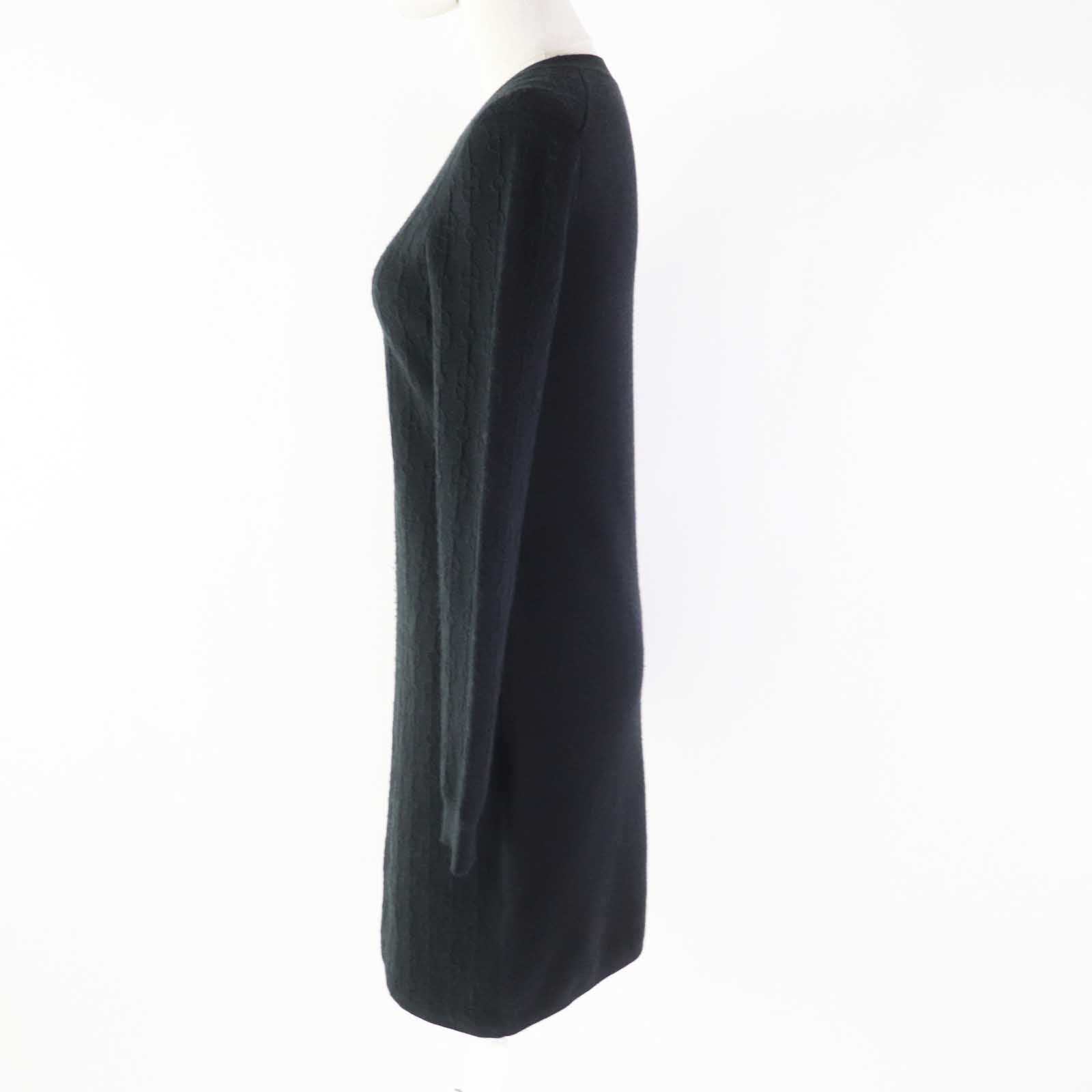 Hermes Cashmere Silk One Piece Dress Black 38