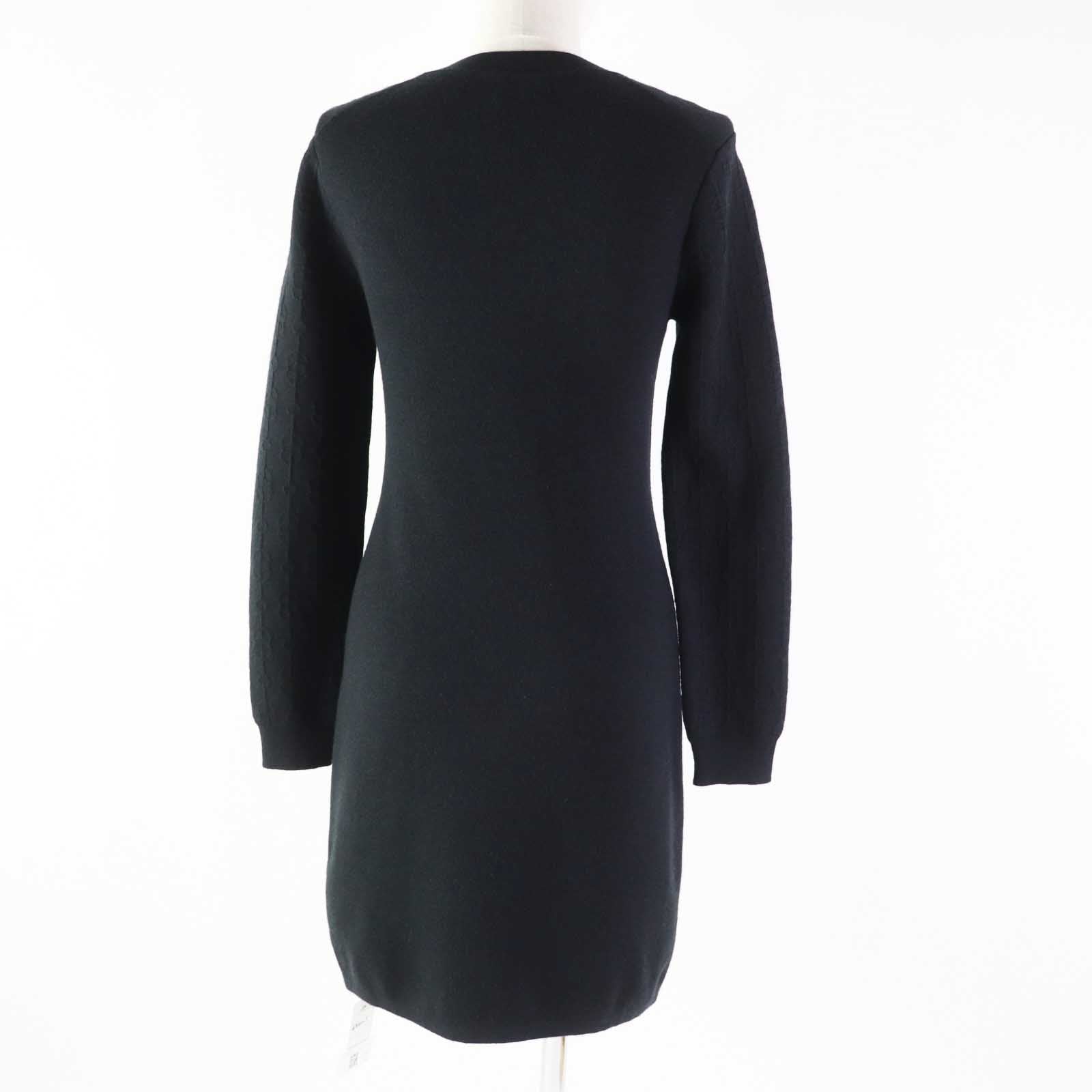 Hermes Cashmere Silk One Piece Dress Black 38