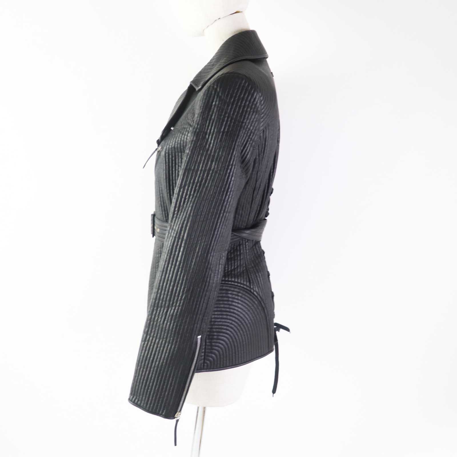 Jean-Paul Gaultier Lamb Leather Silk Riders Jacket Black