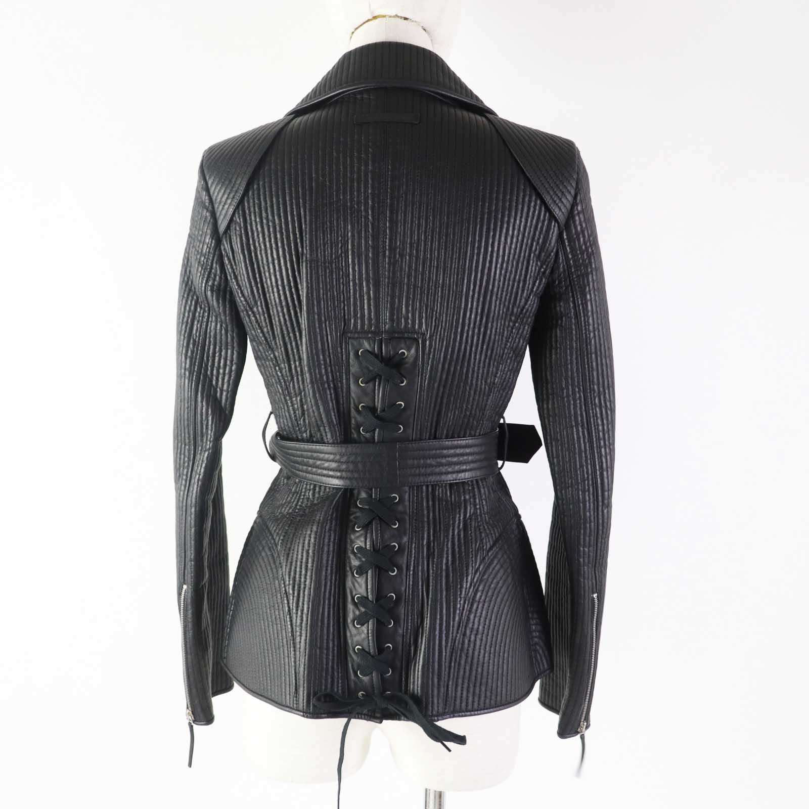 Jean-Paul Gaultier Lamb Leather Silk Riders Jacket Black