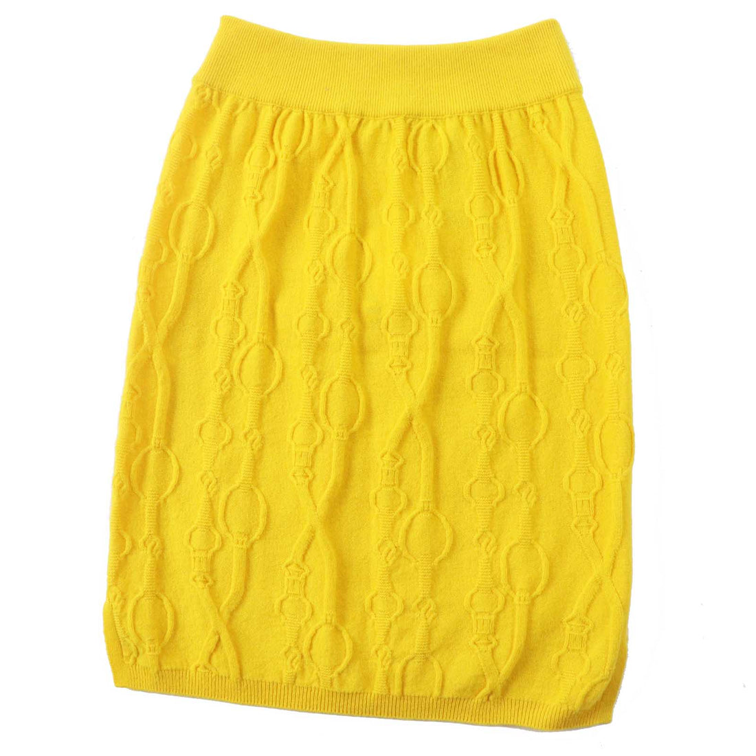 HERMES Cashmere Knit Tight Skirt Yellow 34