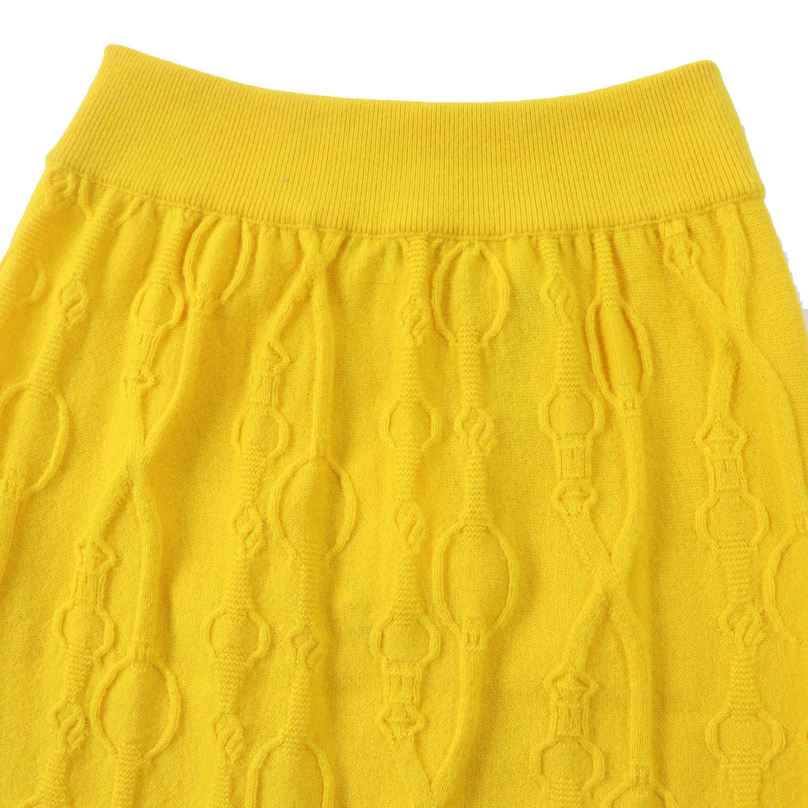 HERMES Cashmere Knit Tight Skirt Yellow 34