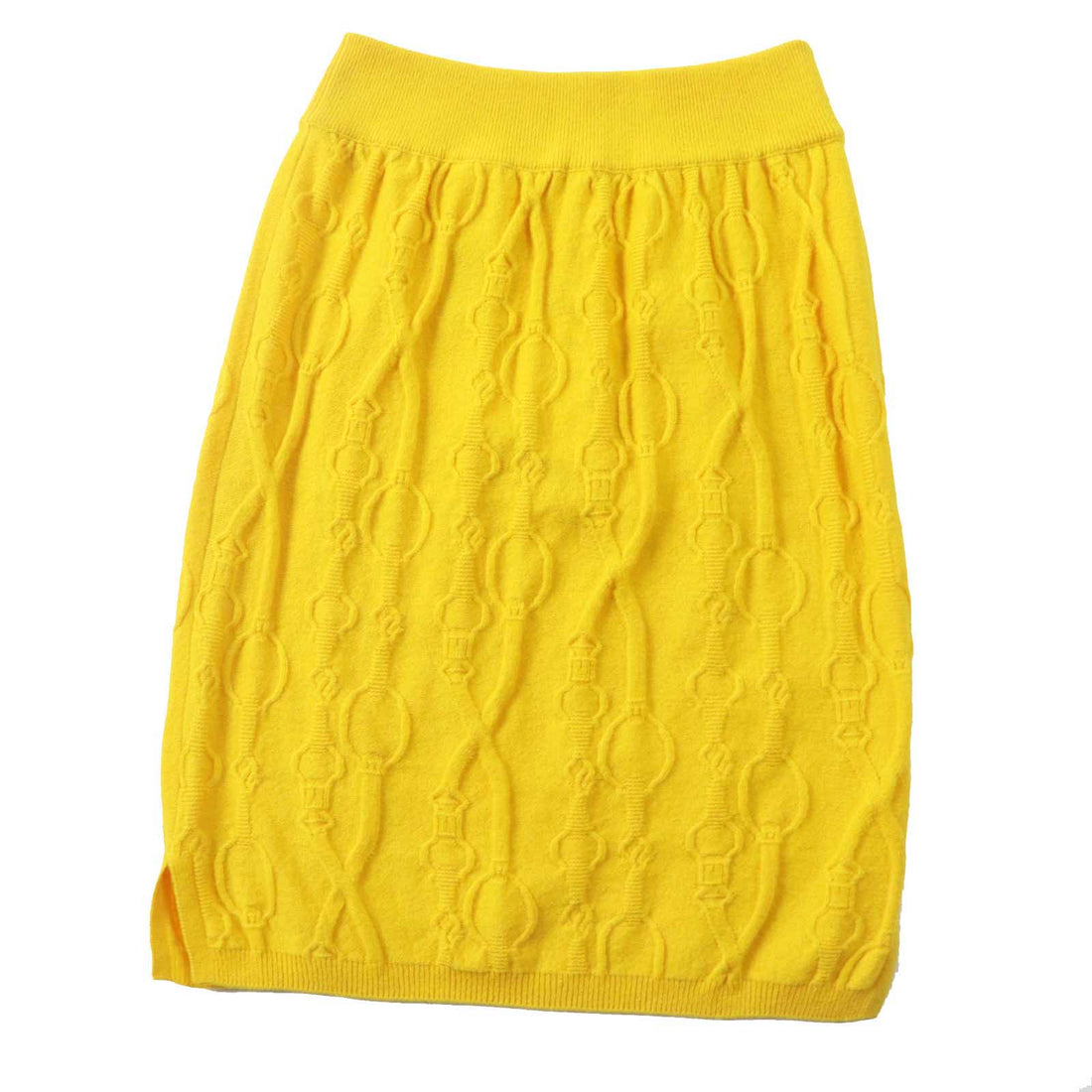 HERMES Cashmere Knit Tight Skirt Yellow 34