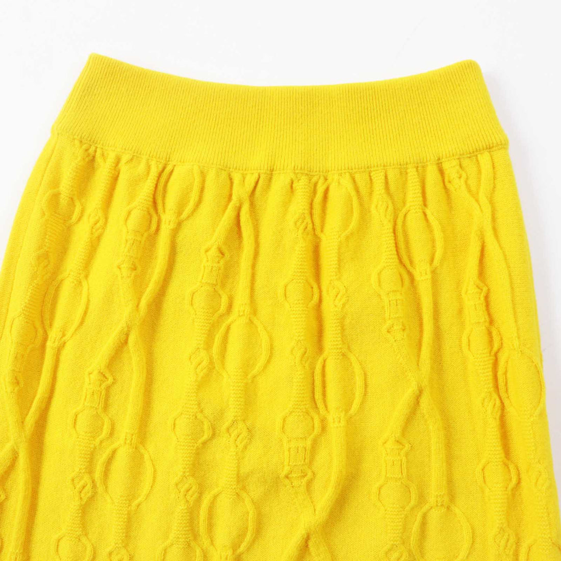 HERMES Cashmere Knit Tight Skirt Yellow 34