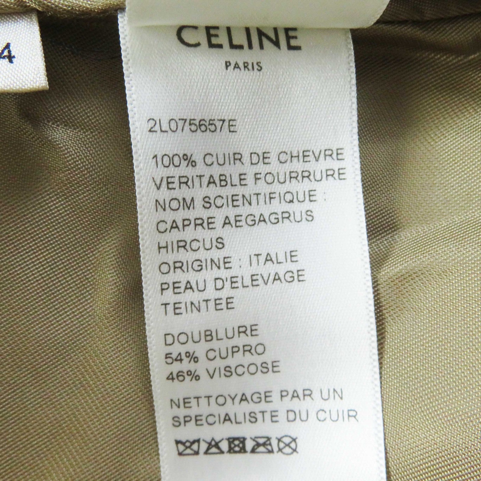 Celine Goatskin Logo Button Belted Long Coat