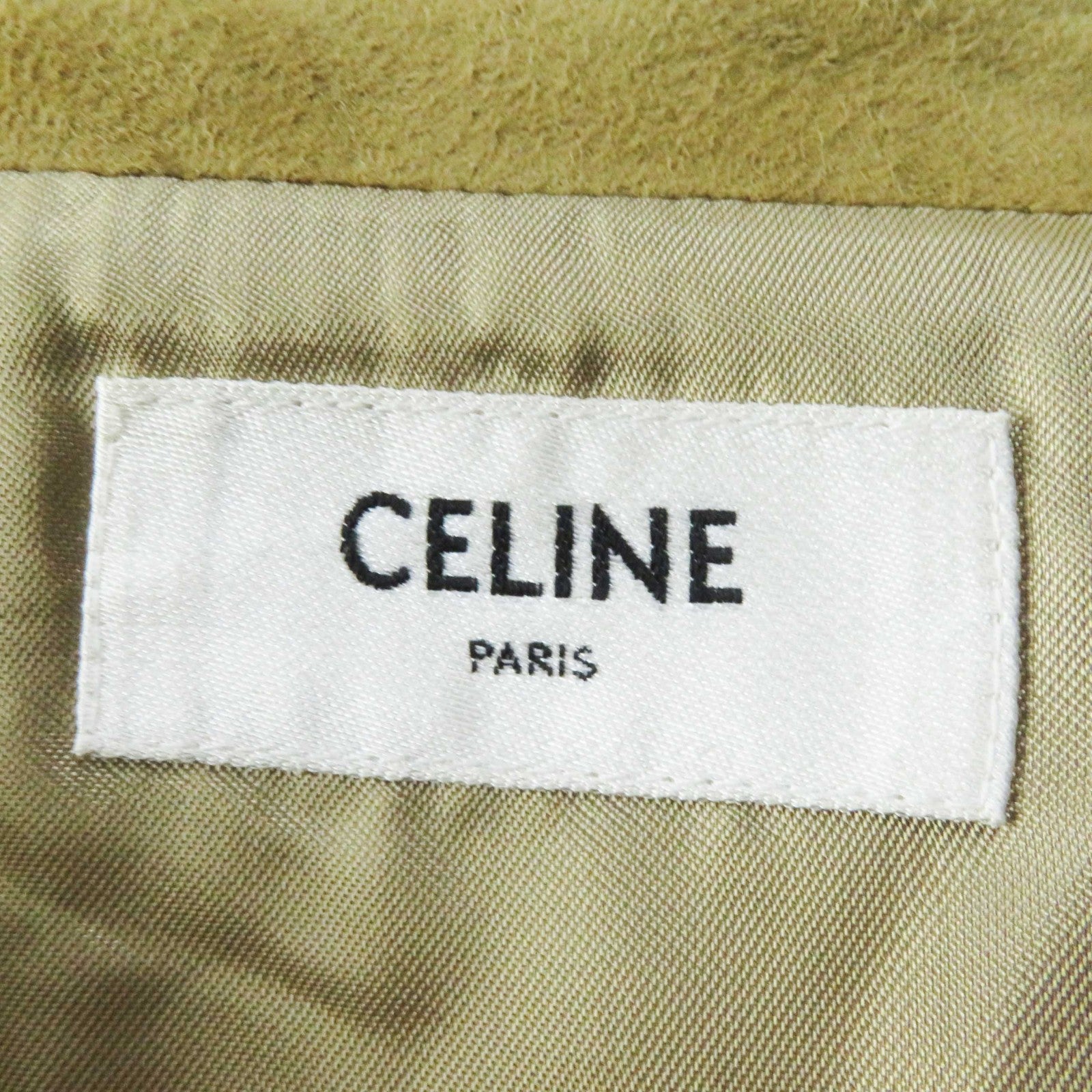 Celine Goatskin Logo Button Belted Long Coat