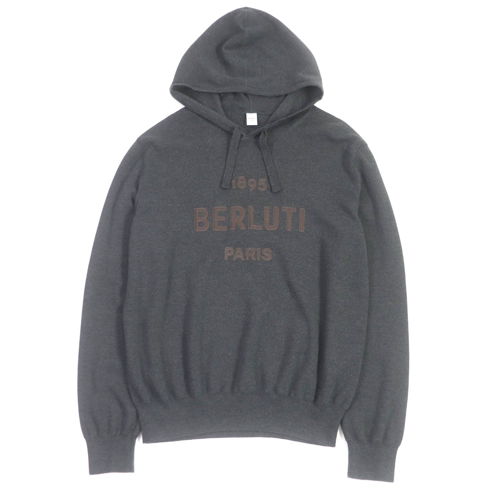 Berluti Wool Logo Patch Pullover Hoodie Dark Gray XL