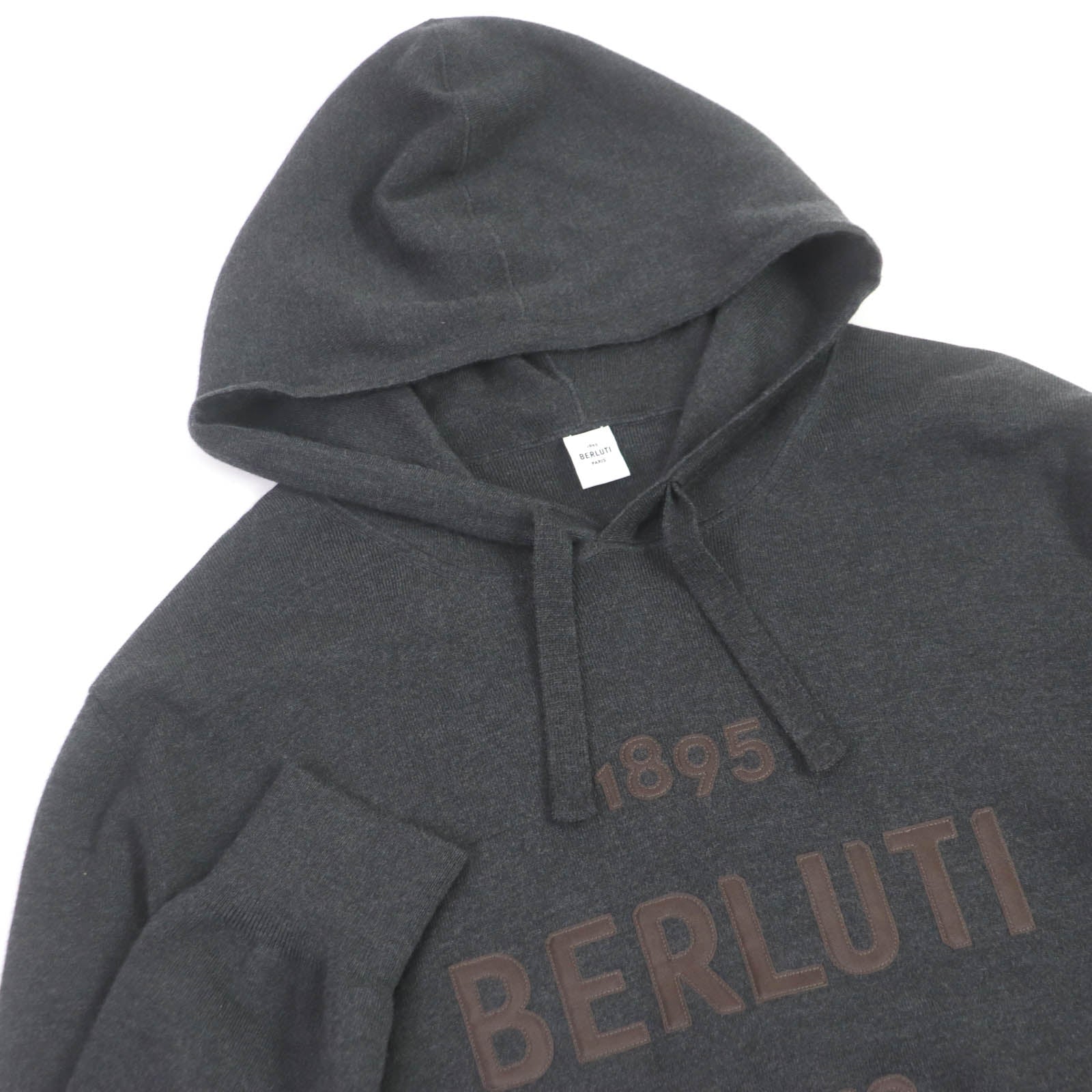 Berluti Wool Logo Patch Pullover Hoodie Dark Gray XL