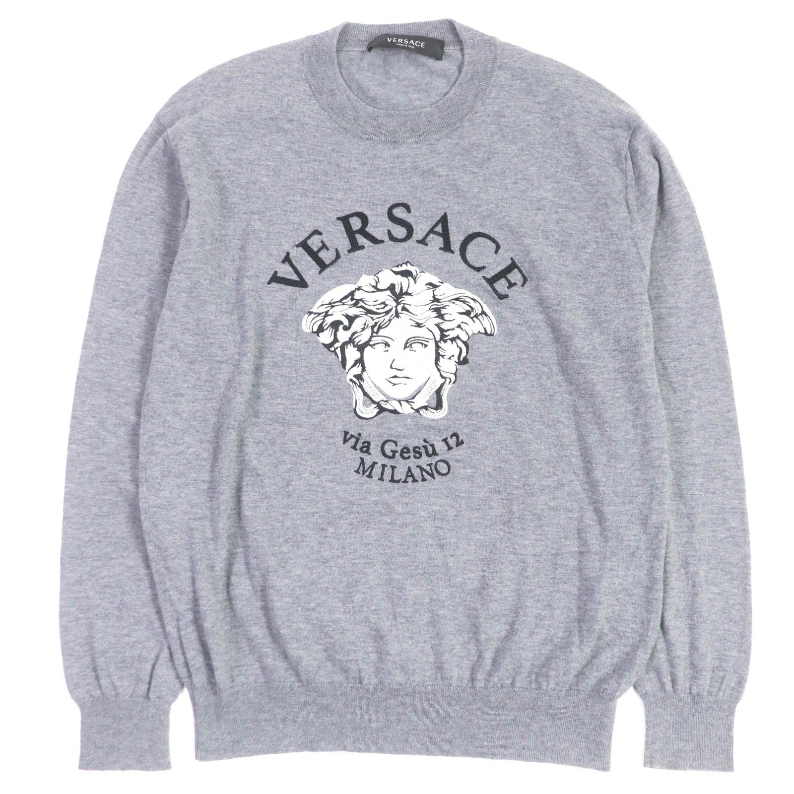 Versace Medusa Knit Sweater Gray 46