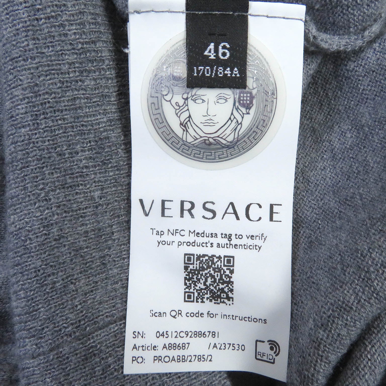 Versace Medusa Knit Sweater Gray 46