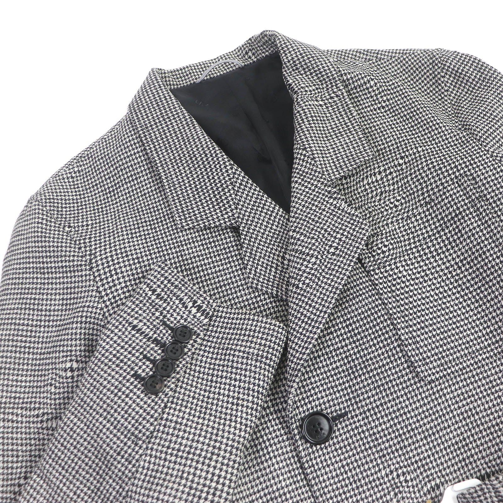 Dior Wool Houndstooth Chesterfield Coat 44