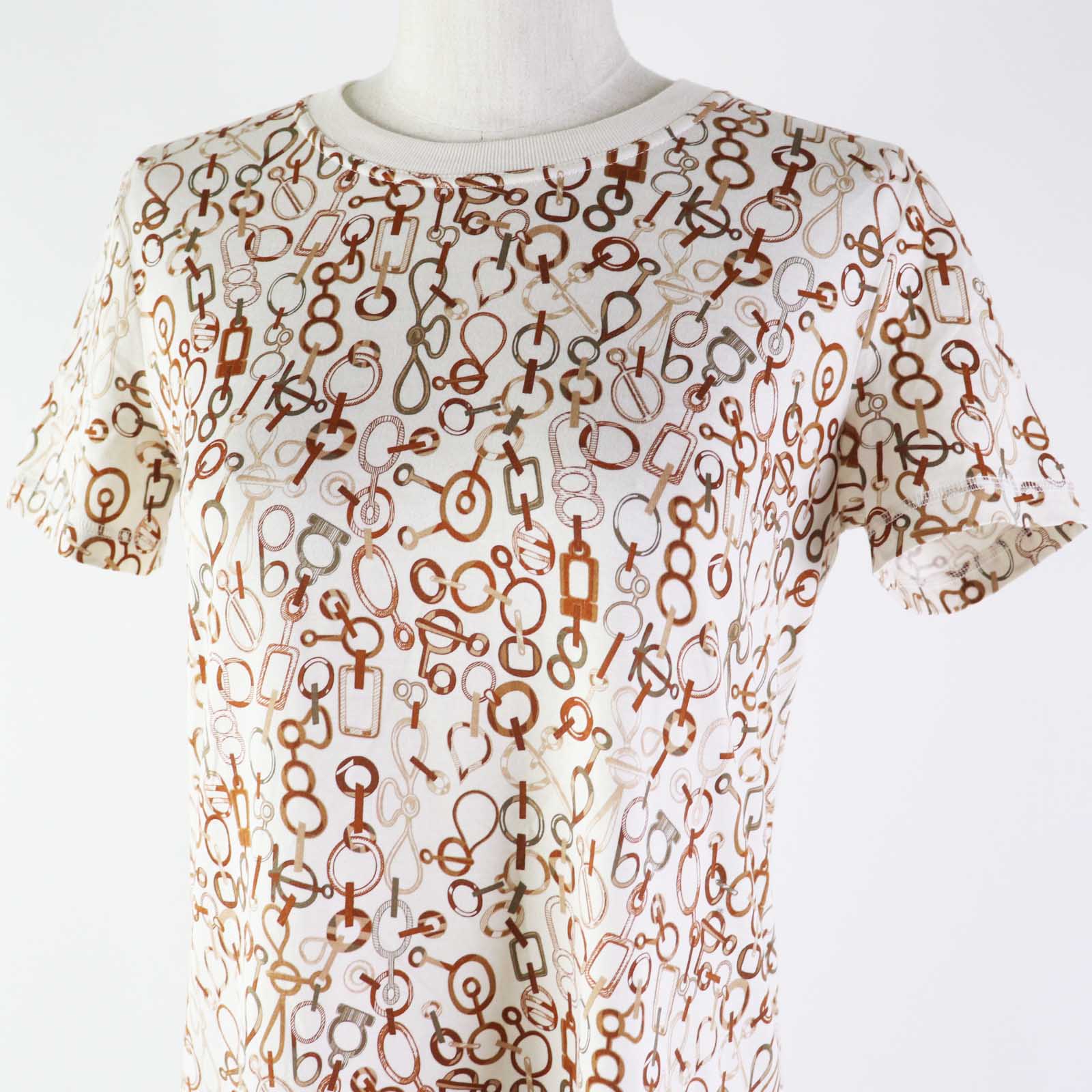 Hermes Cotton Short Sleeve T-shirt Ivory Brown