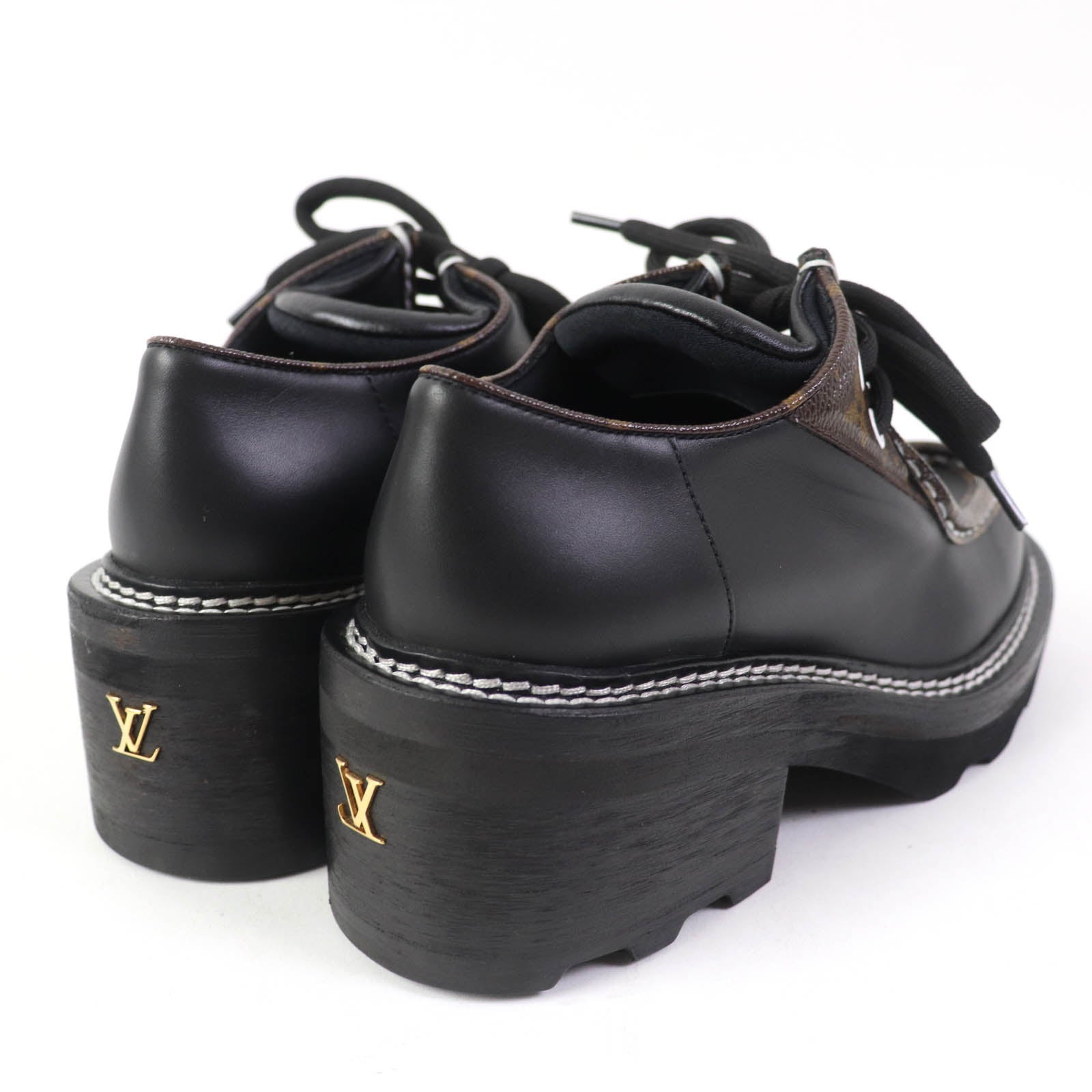 Louis Vuitton Bobur Line Derby Monogram Leather Shoes