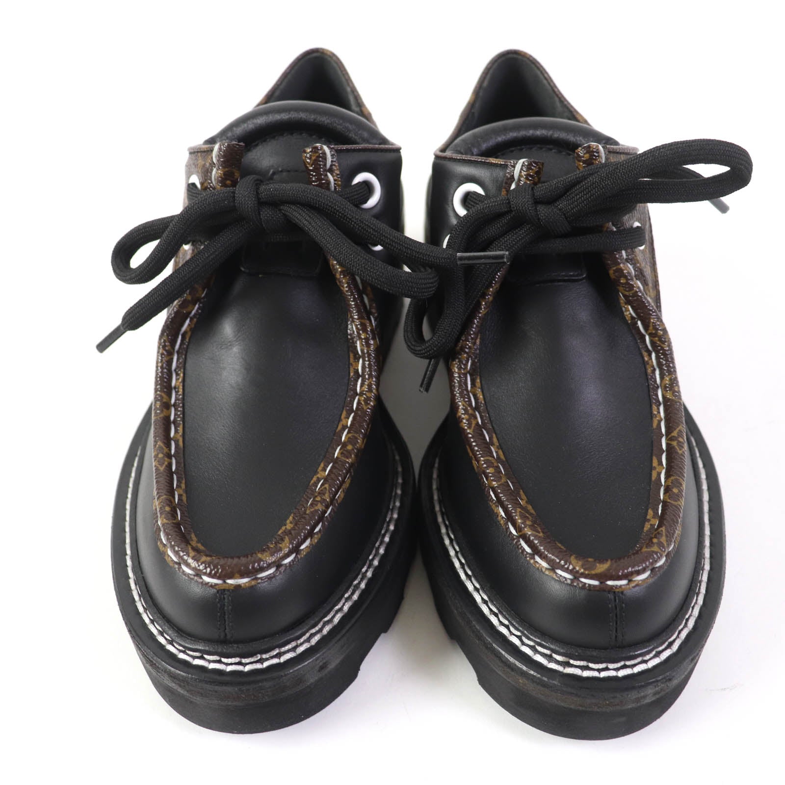 Louis Vuitton Bobur Line Derby Monogram Leather Shoes