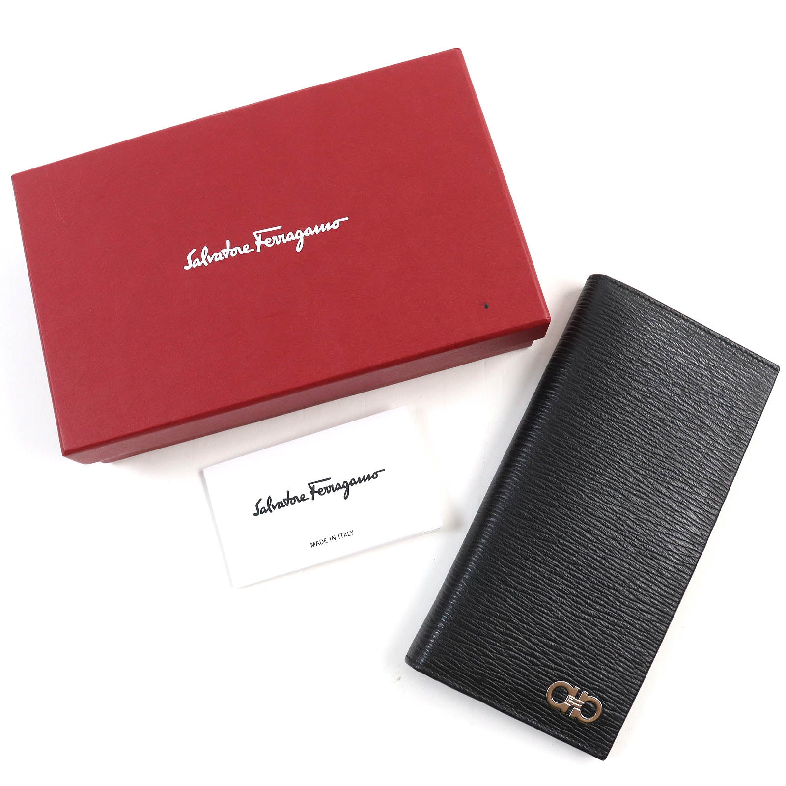 Salvatore Ferragamo Double Gancini Leather Bifold Wallet