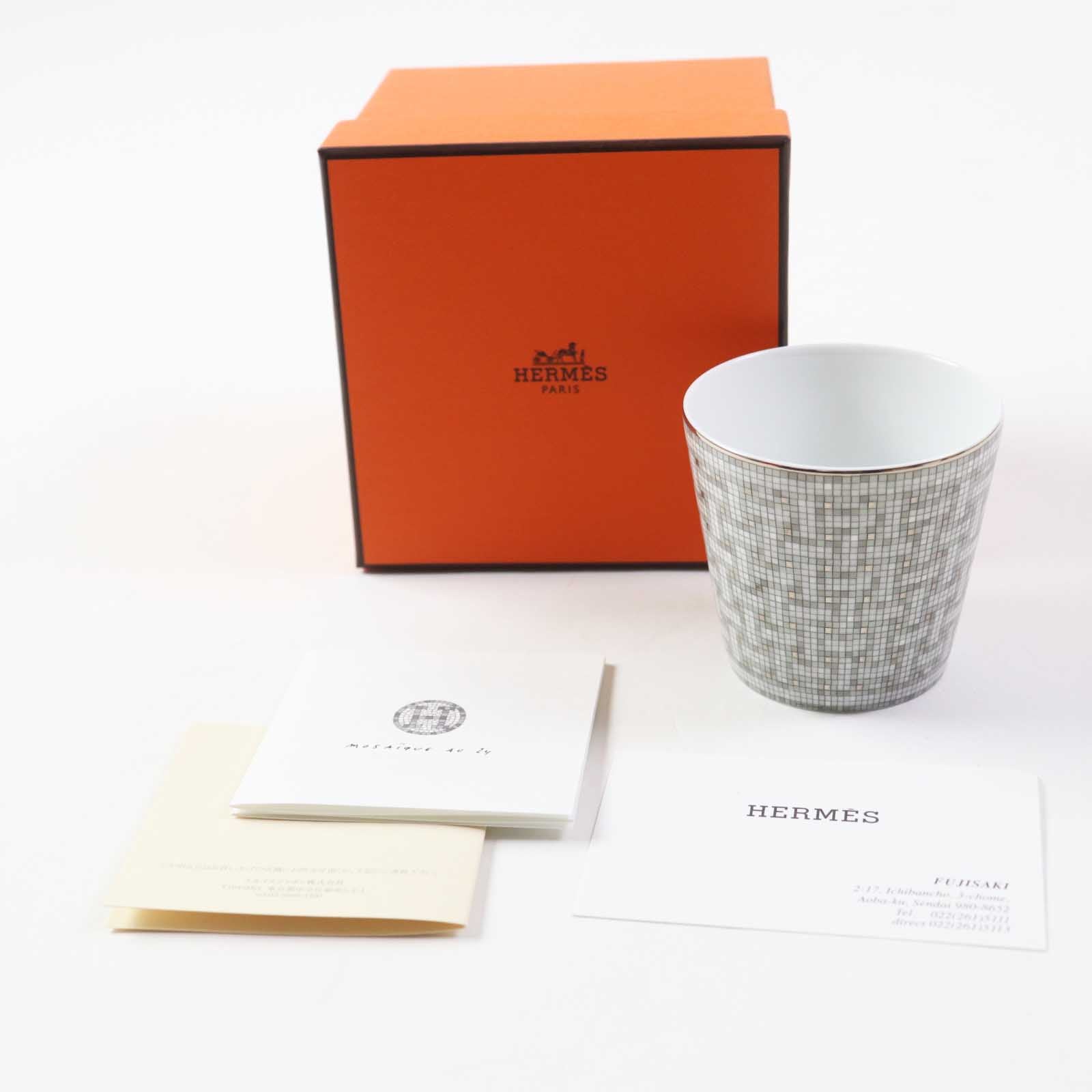 HERMES Mosaic 24 Van Cator Mug Gray White