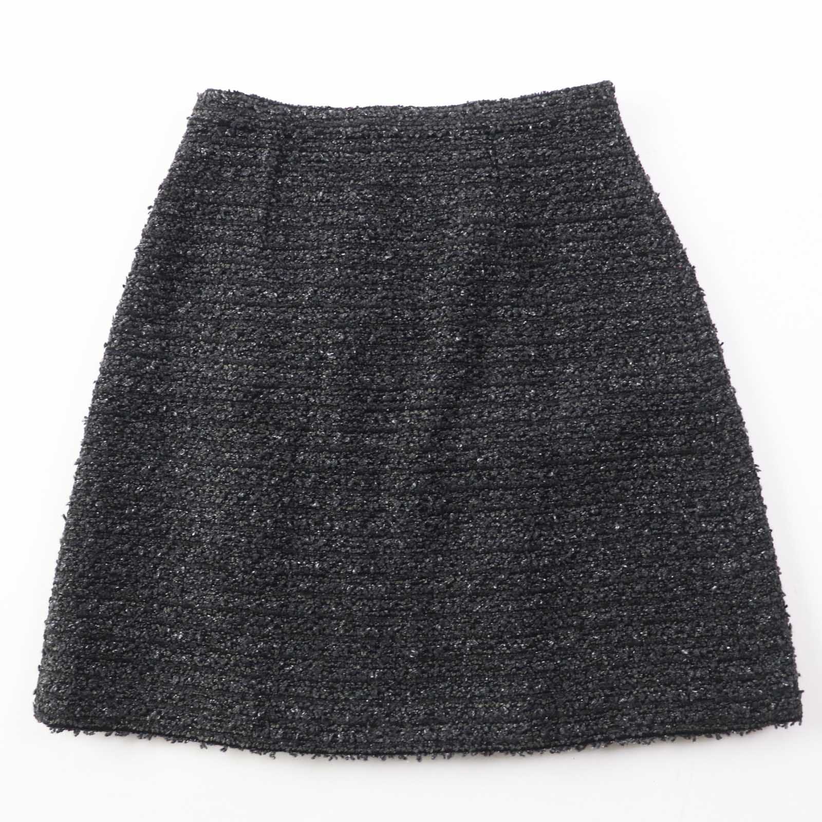 GUCCI Tweed Skirt Dark Gray Black 38 Women