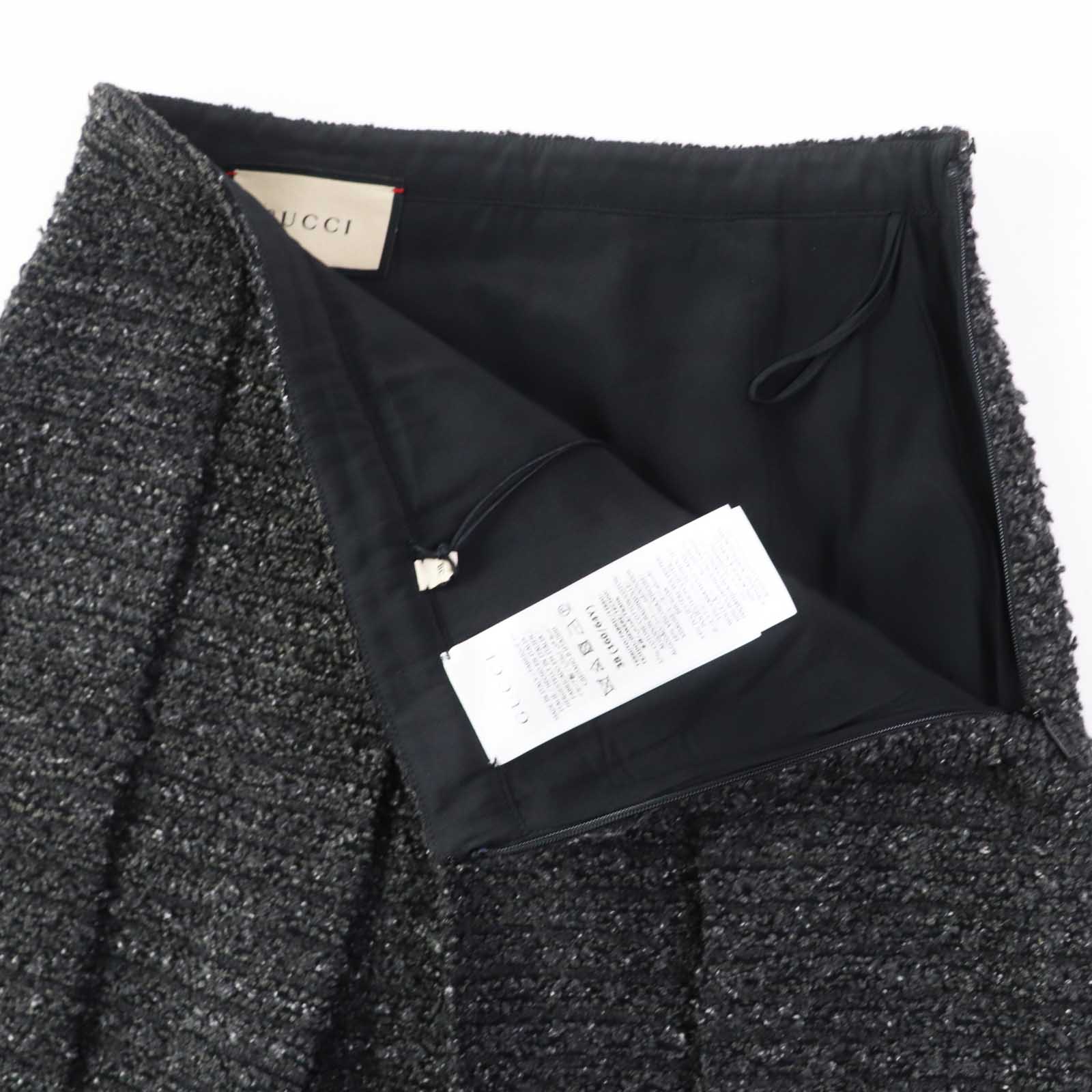 GUCCI Tweed Skirt Dark Gray Black 38 Women