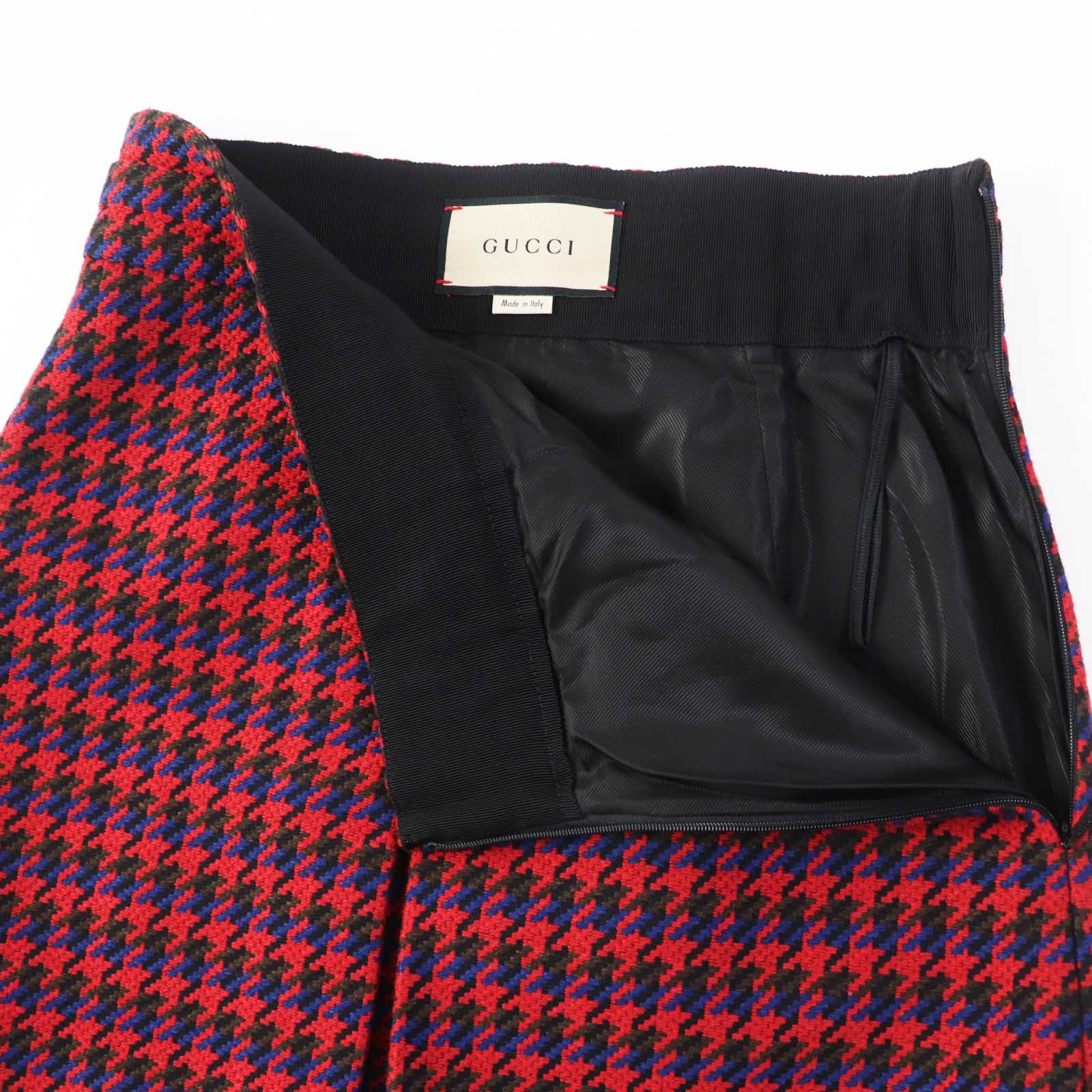 GUCCI Wool Nylon Houndstooth Skirt 40 Women