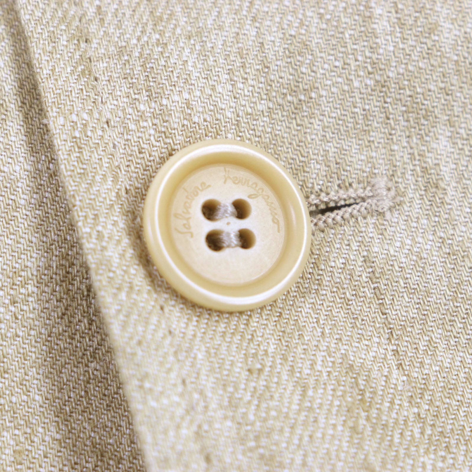 Salvatore Ferragamo Linen Silk Logo Button Jacket