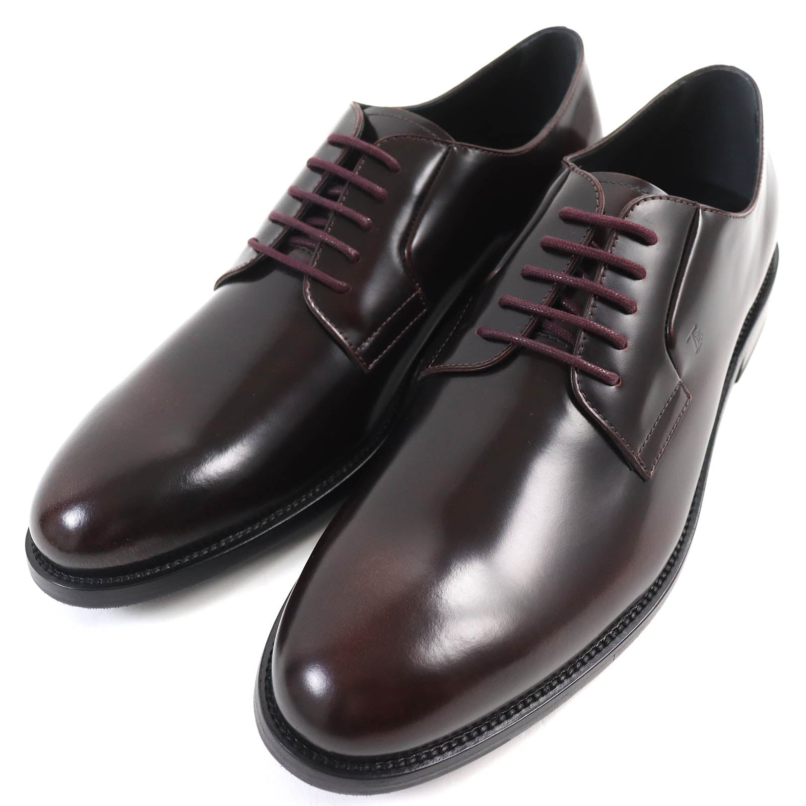 Tod's Leather Derby Shoes Dark Bordeaux 11.5