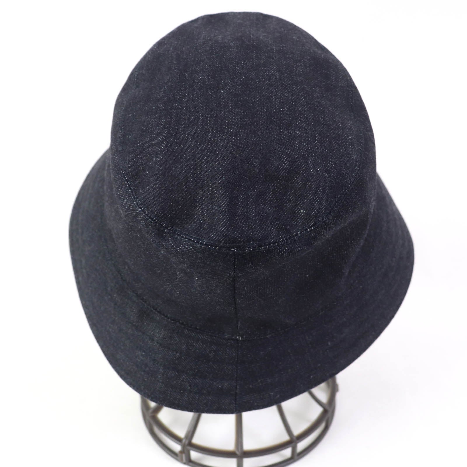 HERMES Cotton Leather Bucket Hat with Logo Patch