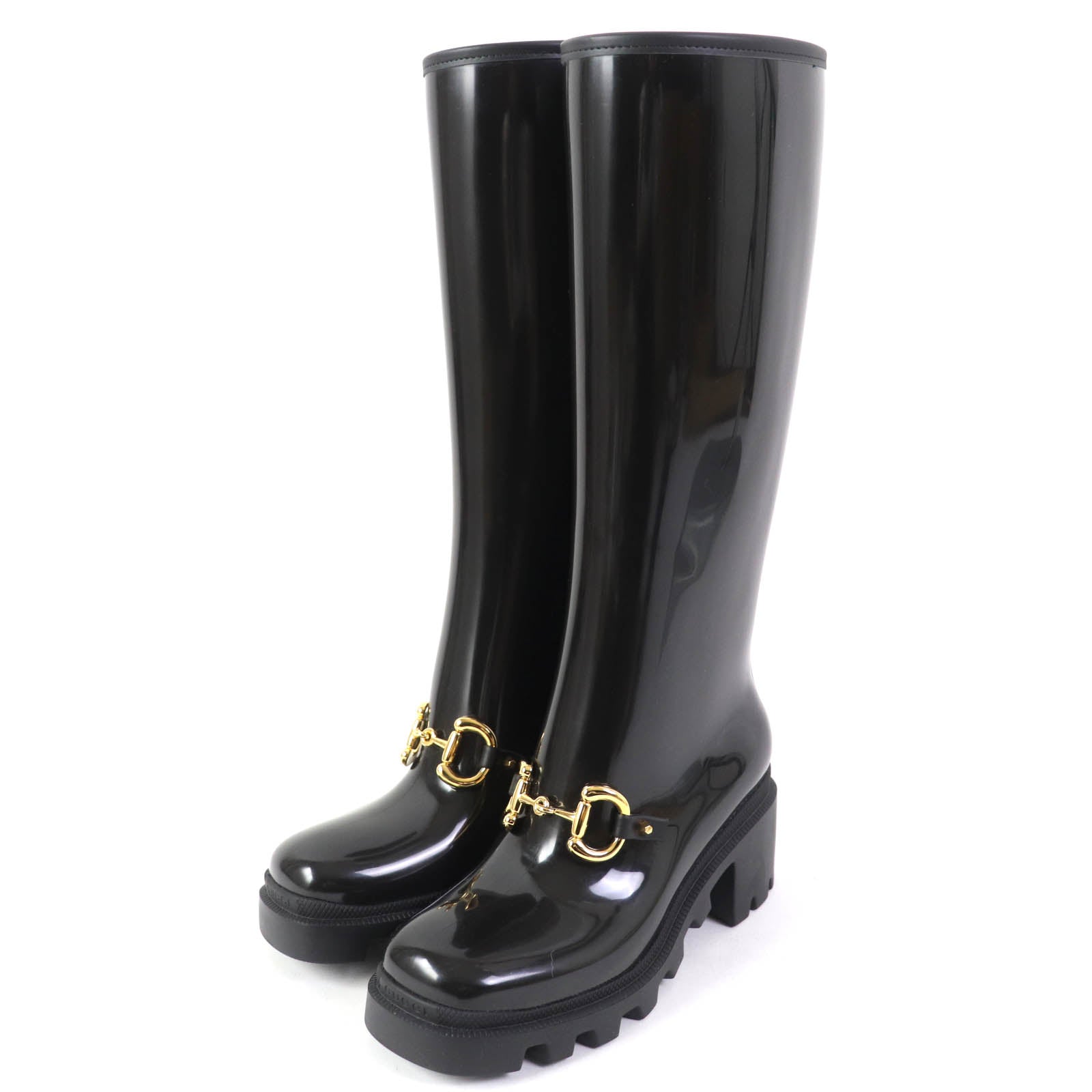 Gucci Horsebit Rubber Knee-high Boots Black