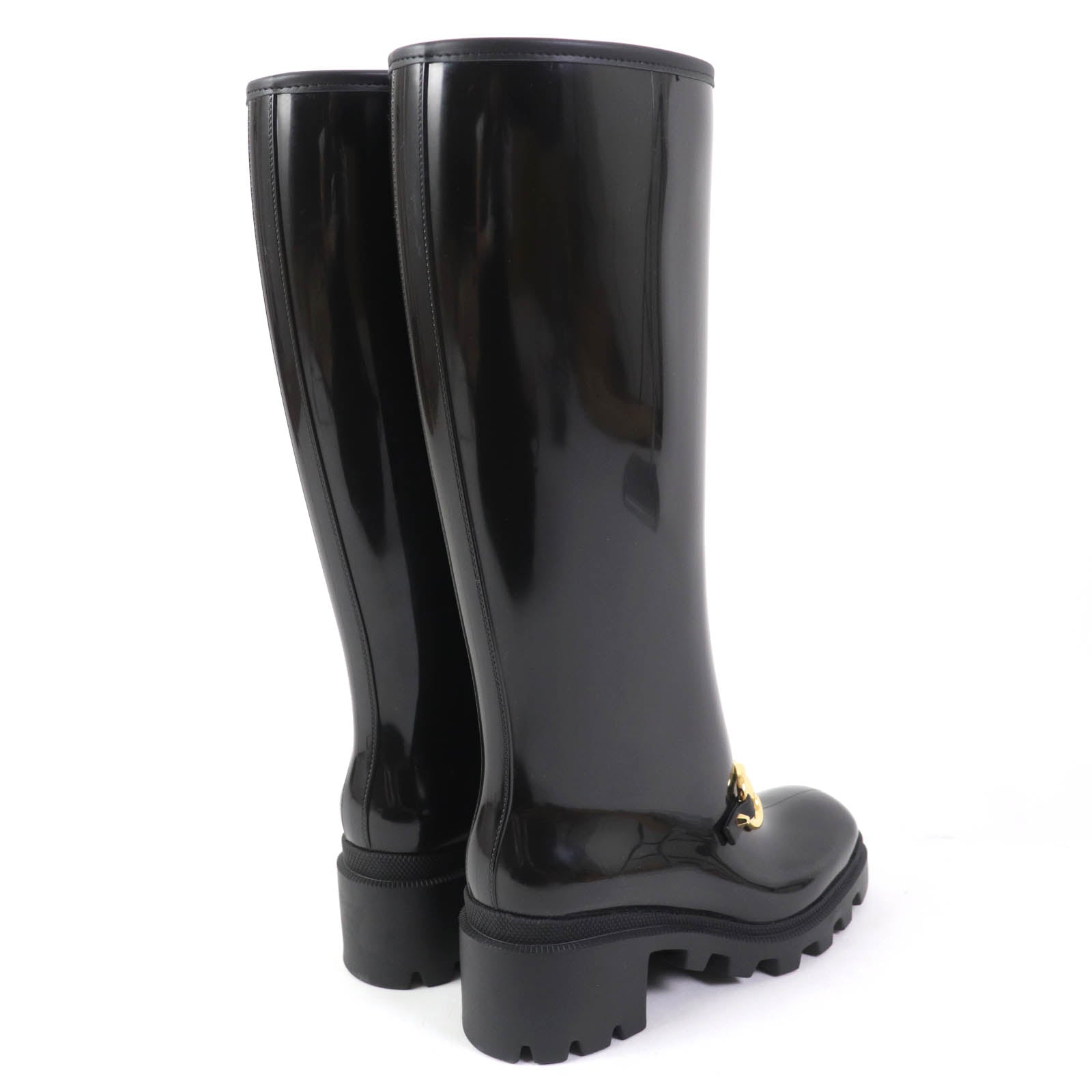 Gucci Horsebit Rubber Knee-high Boots Black