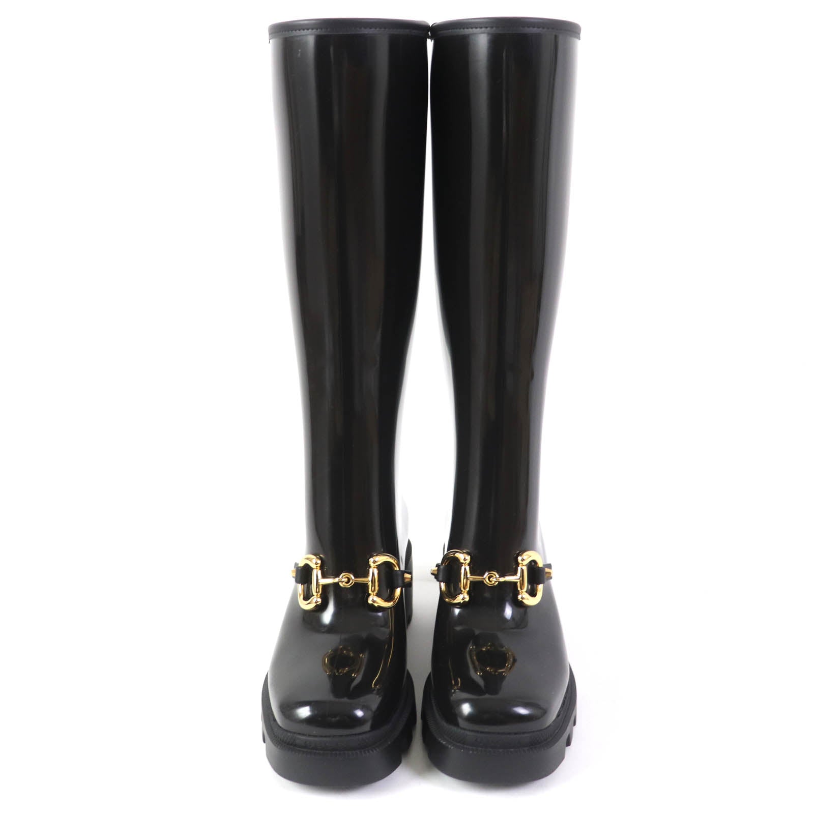 Gucci Horsebit Rubber Knee-high Boots Black