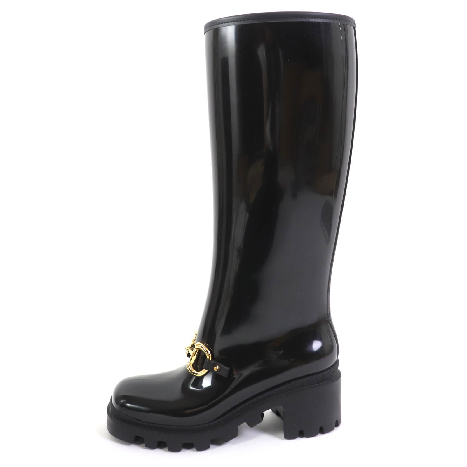 Gucci Horsebit Rubber Knee-high Boots Black