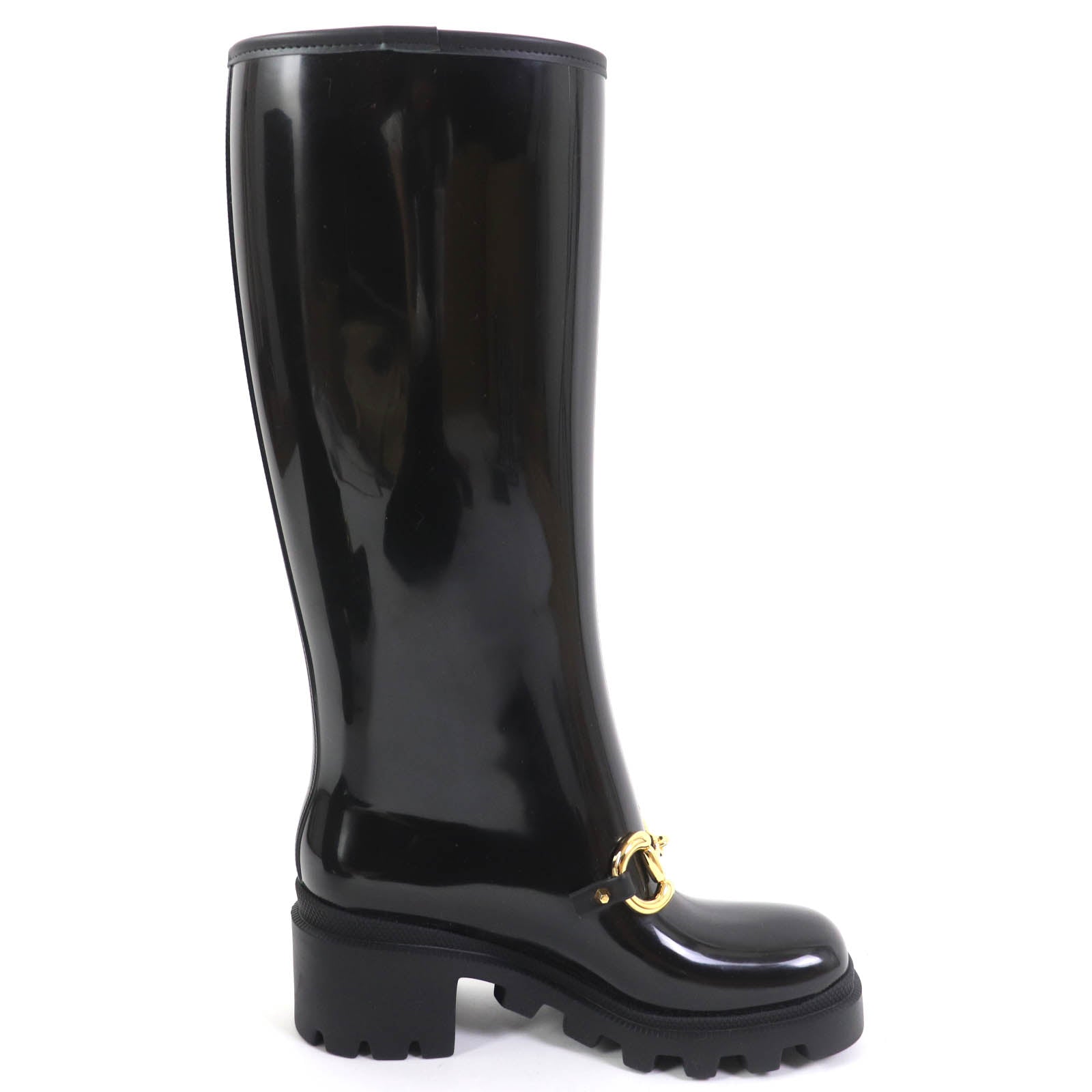 Gucci Horsebit Rubber Knee-high Boots Black