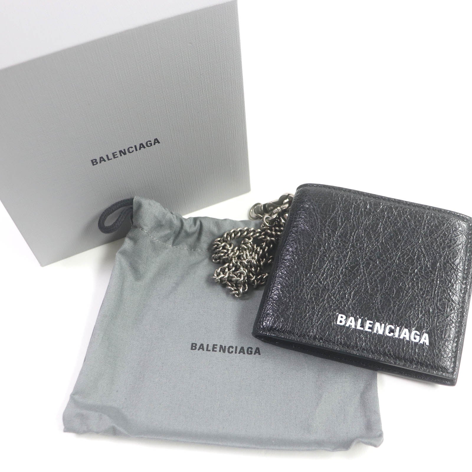 Balenciaga Leather Bifold Wallet with Chain