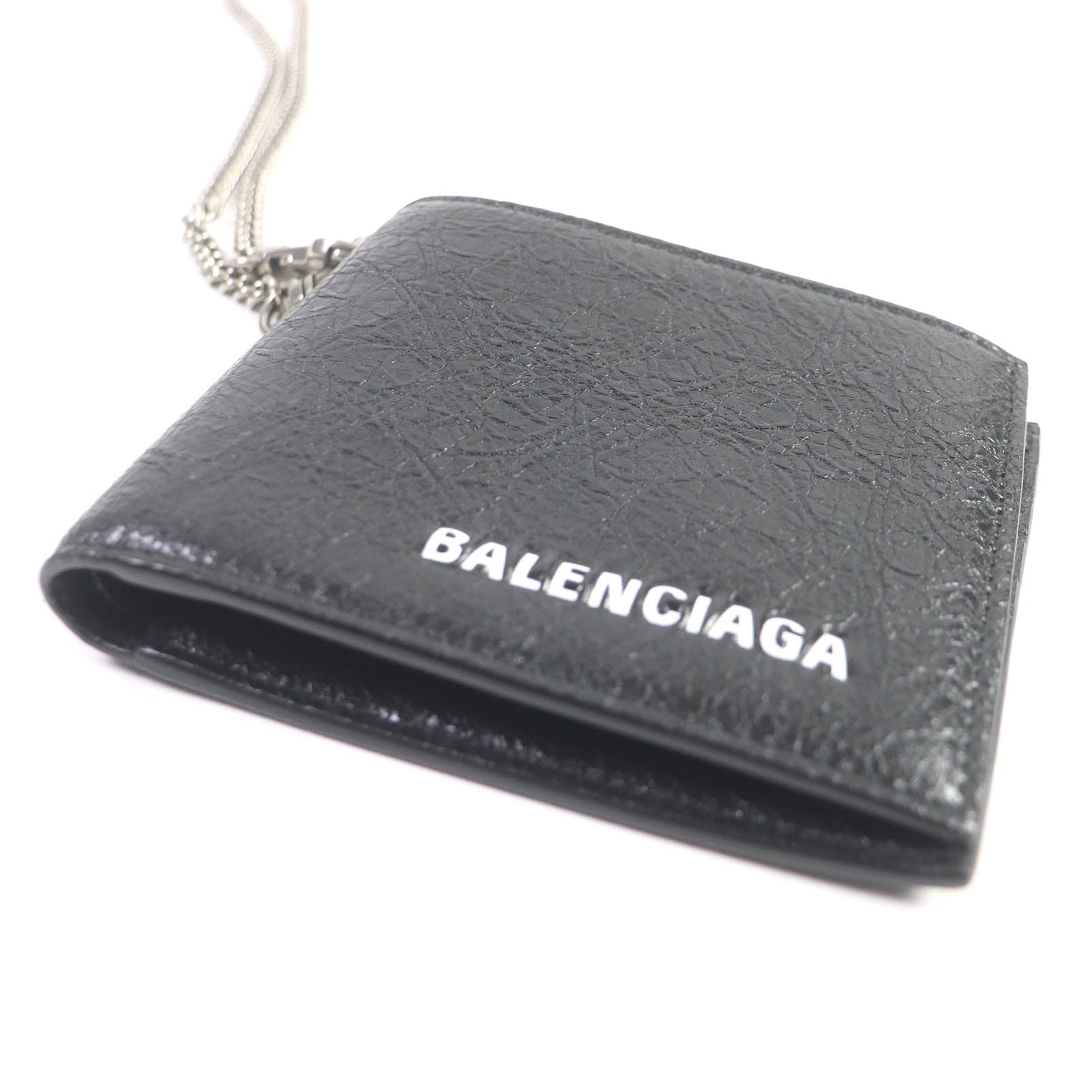 Balenciaga Leather Bifold Wallet with Chain