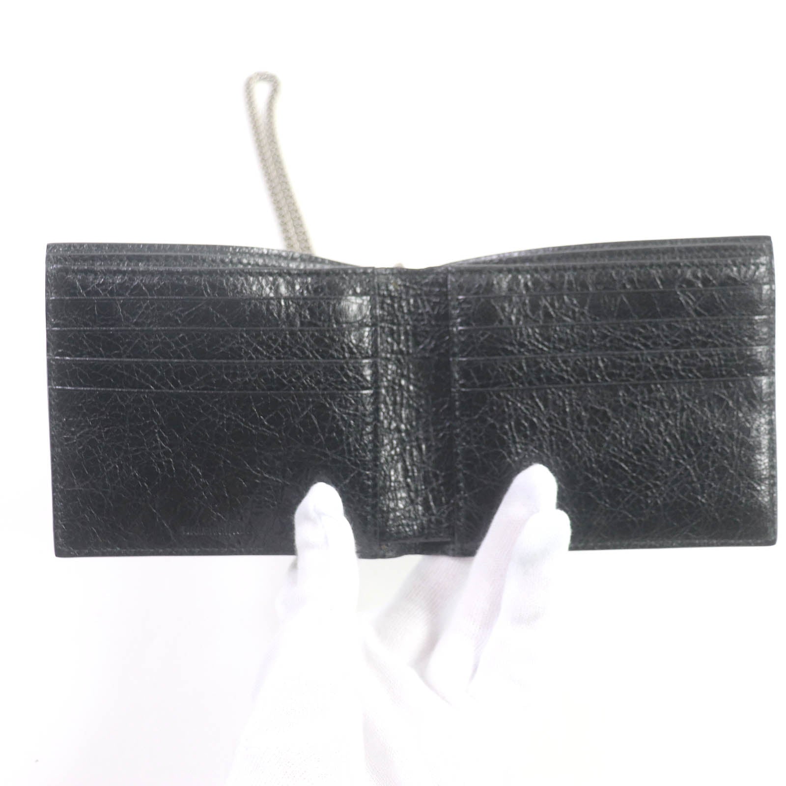 Balenciaga Leather Bifold Wallet with Chain