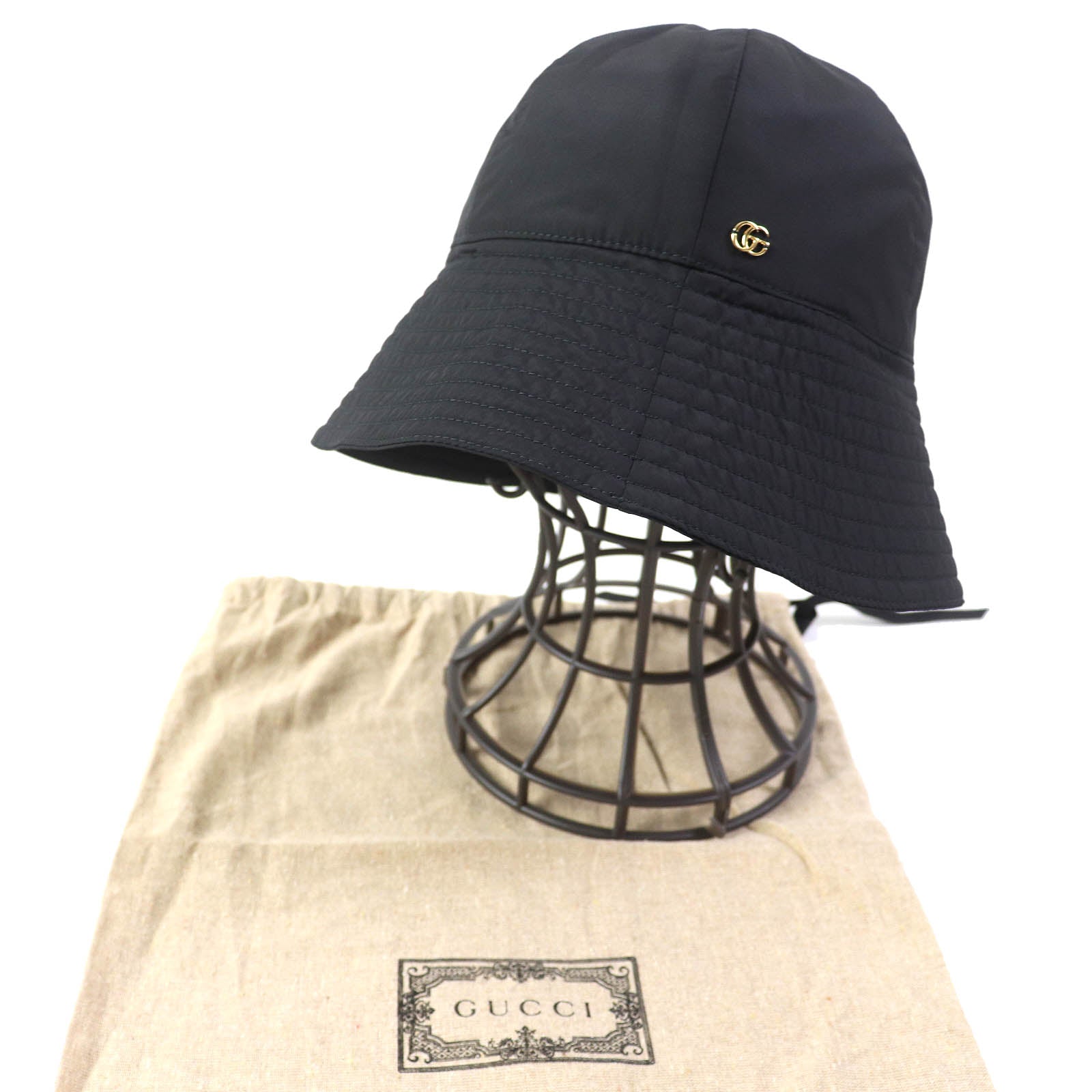 Gucci Double G Bucket Hat Black Gold M