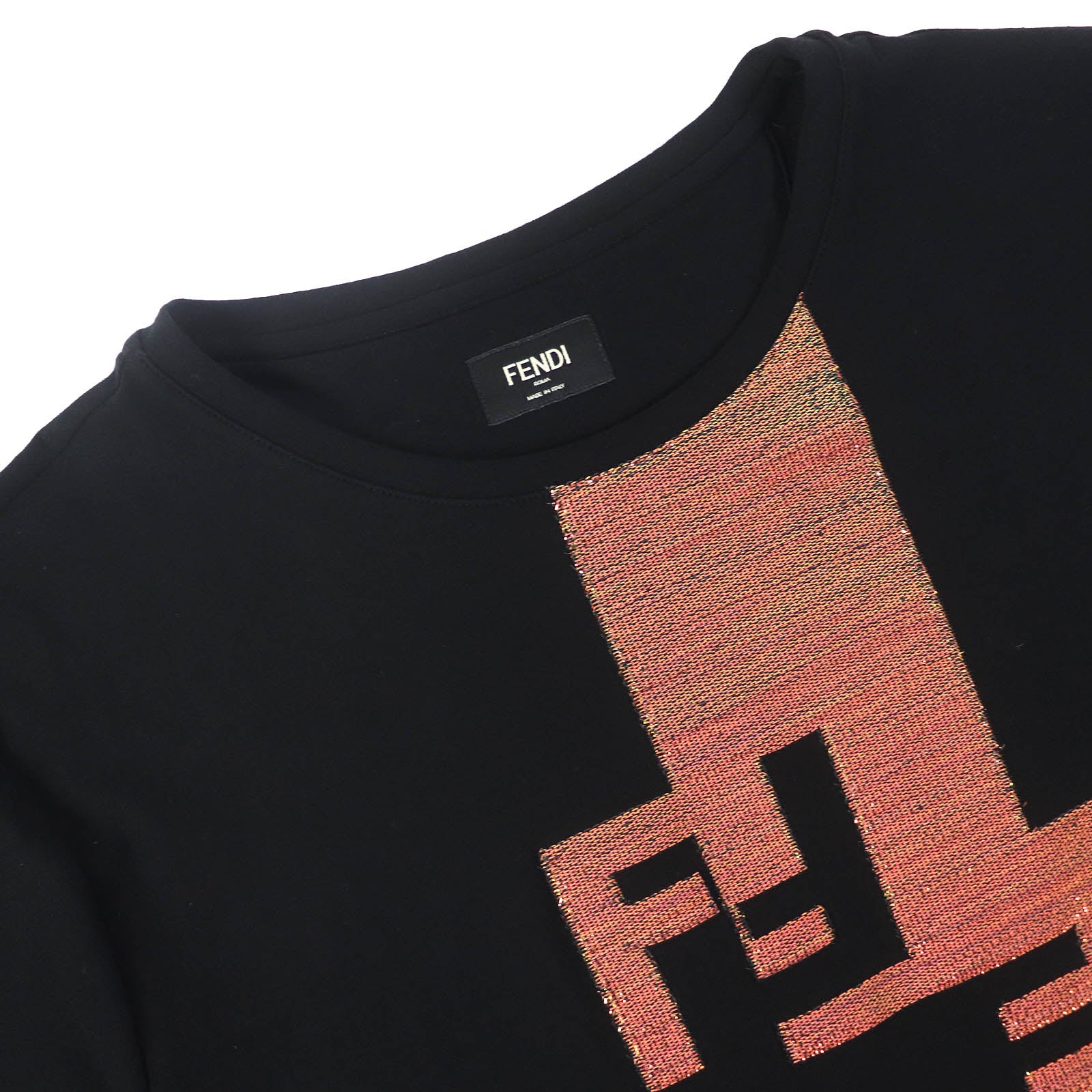 Fendi Jacquard Logo Glitter T-shirt Black XXL