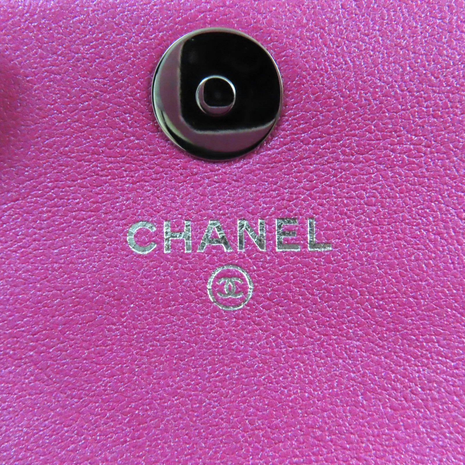 Chanel COCO Mark Metal Enamel Pouch Neon Pink