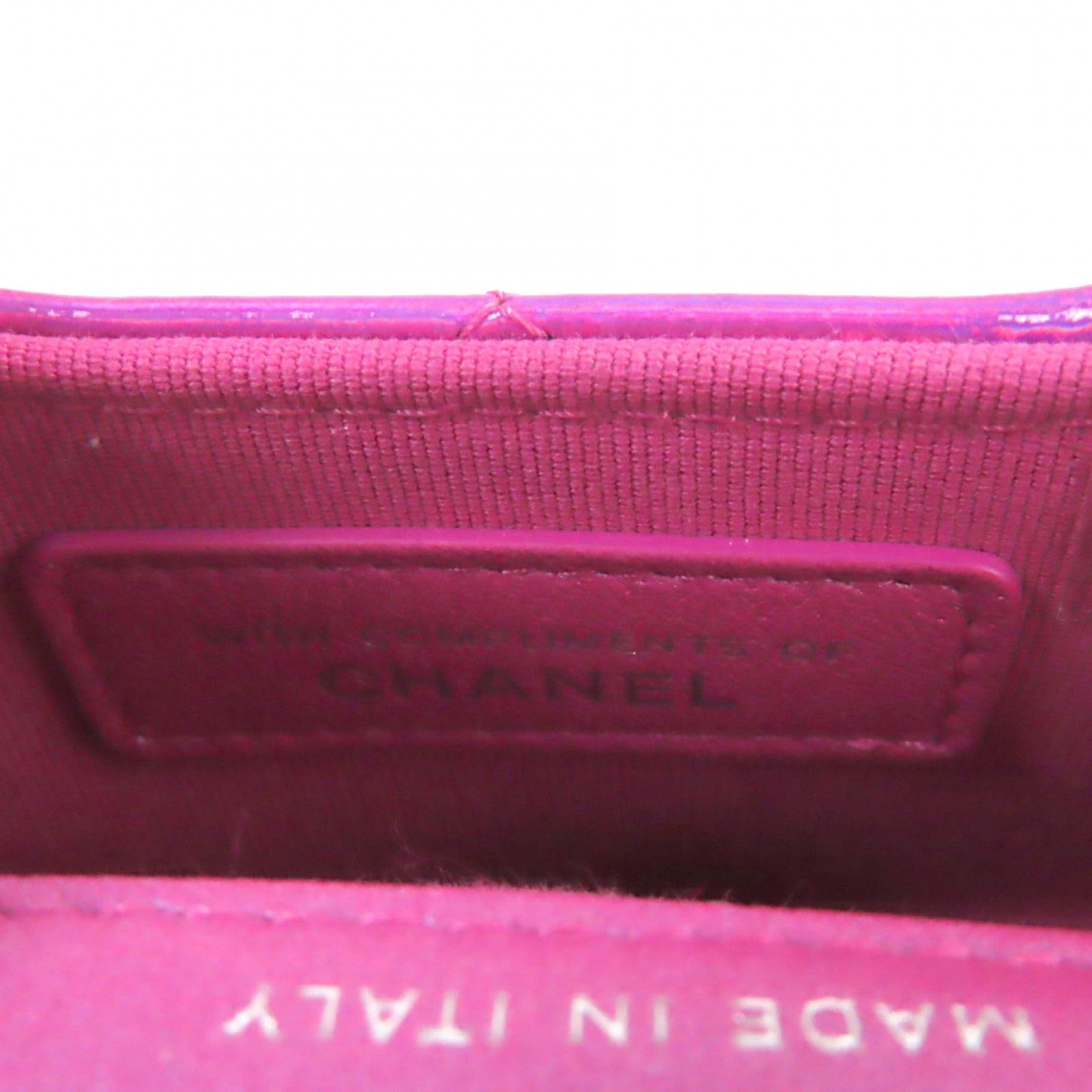 Chanel COCO Mark Metal Enamel Pouch Neon Pink