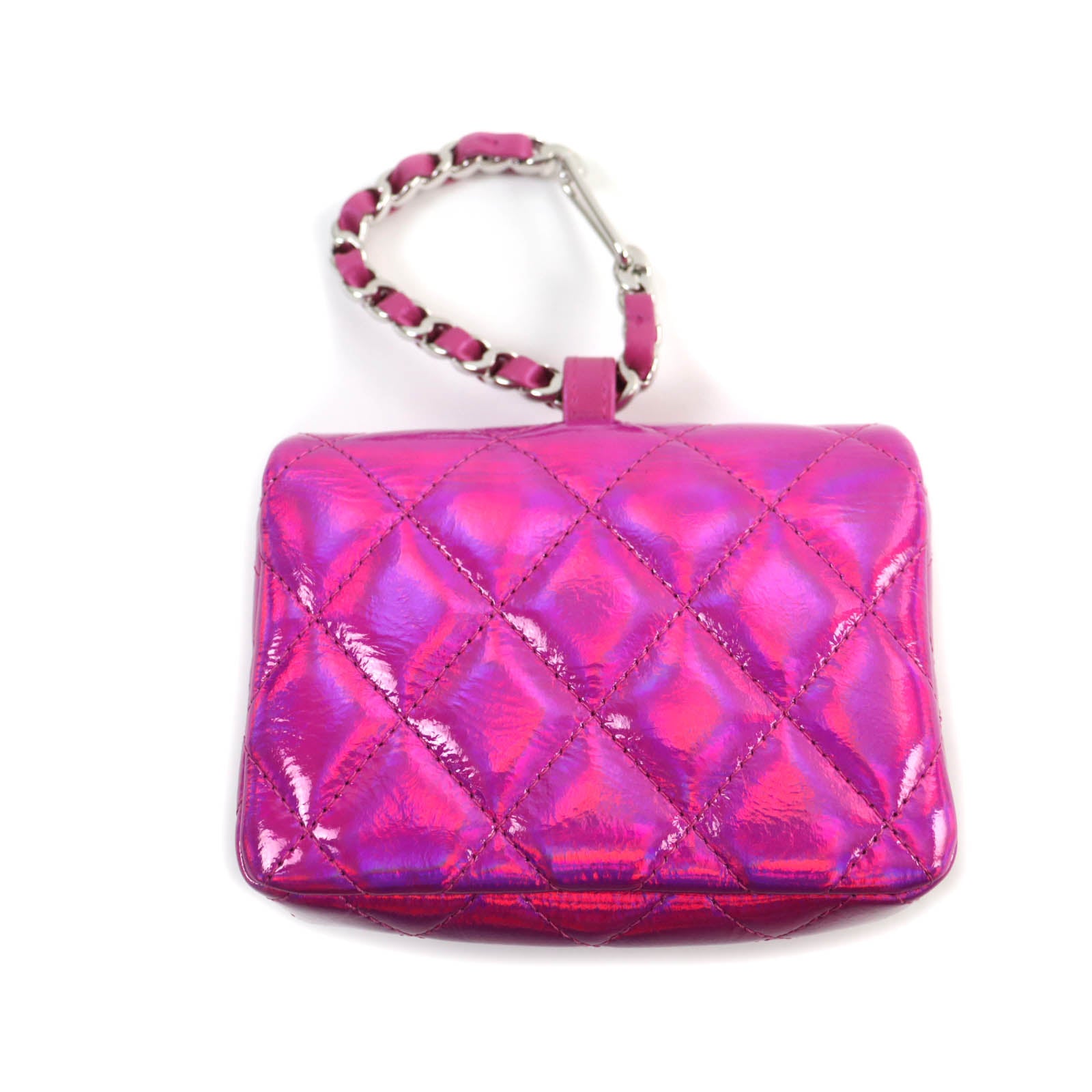 Chanel COCO Mark Metal Enamel Pouch Neon Pink